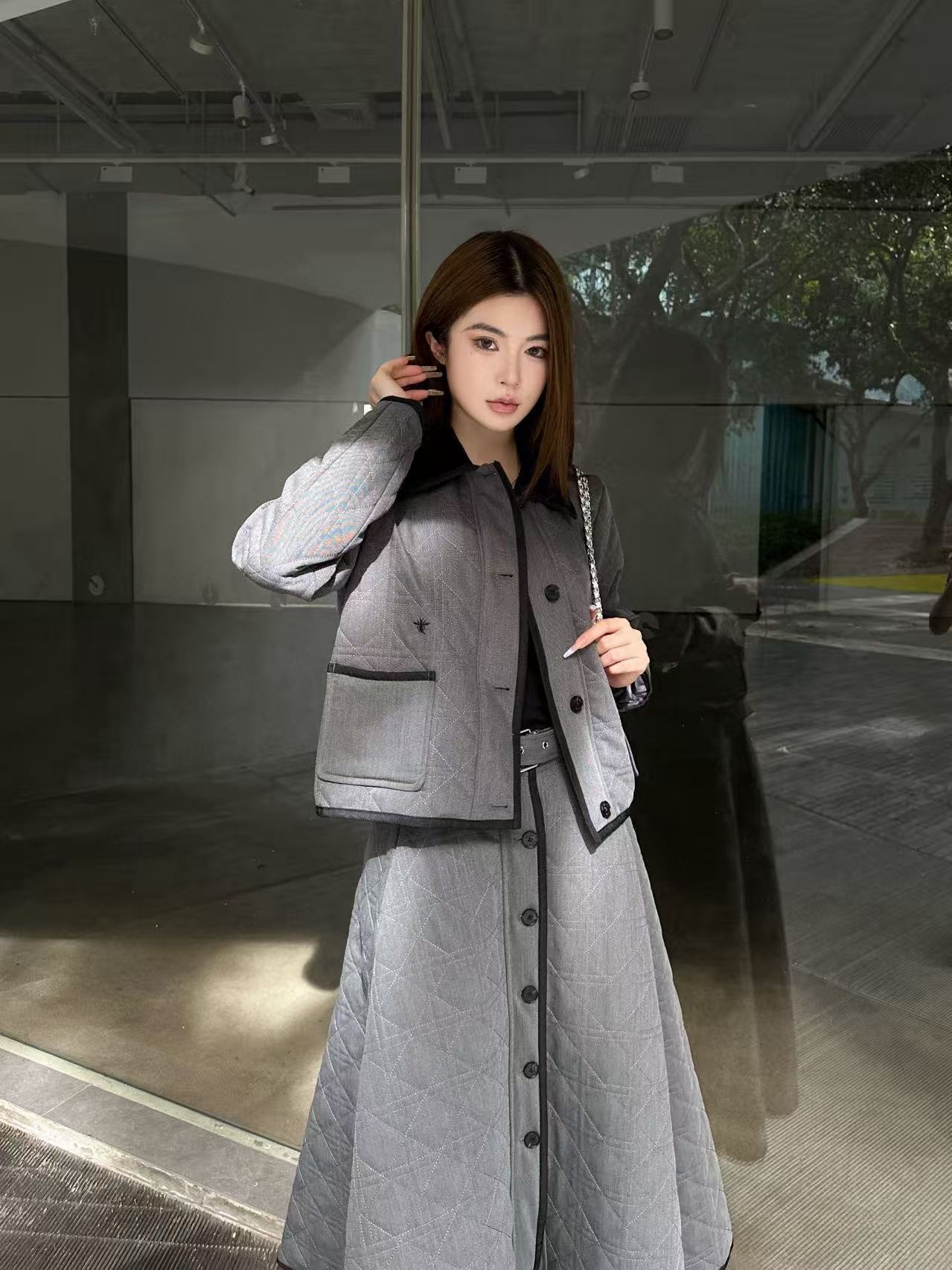 DIOR ダブルブレストコート + スカート ツーピースセット【50％割引+送料無料】