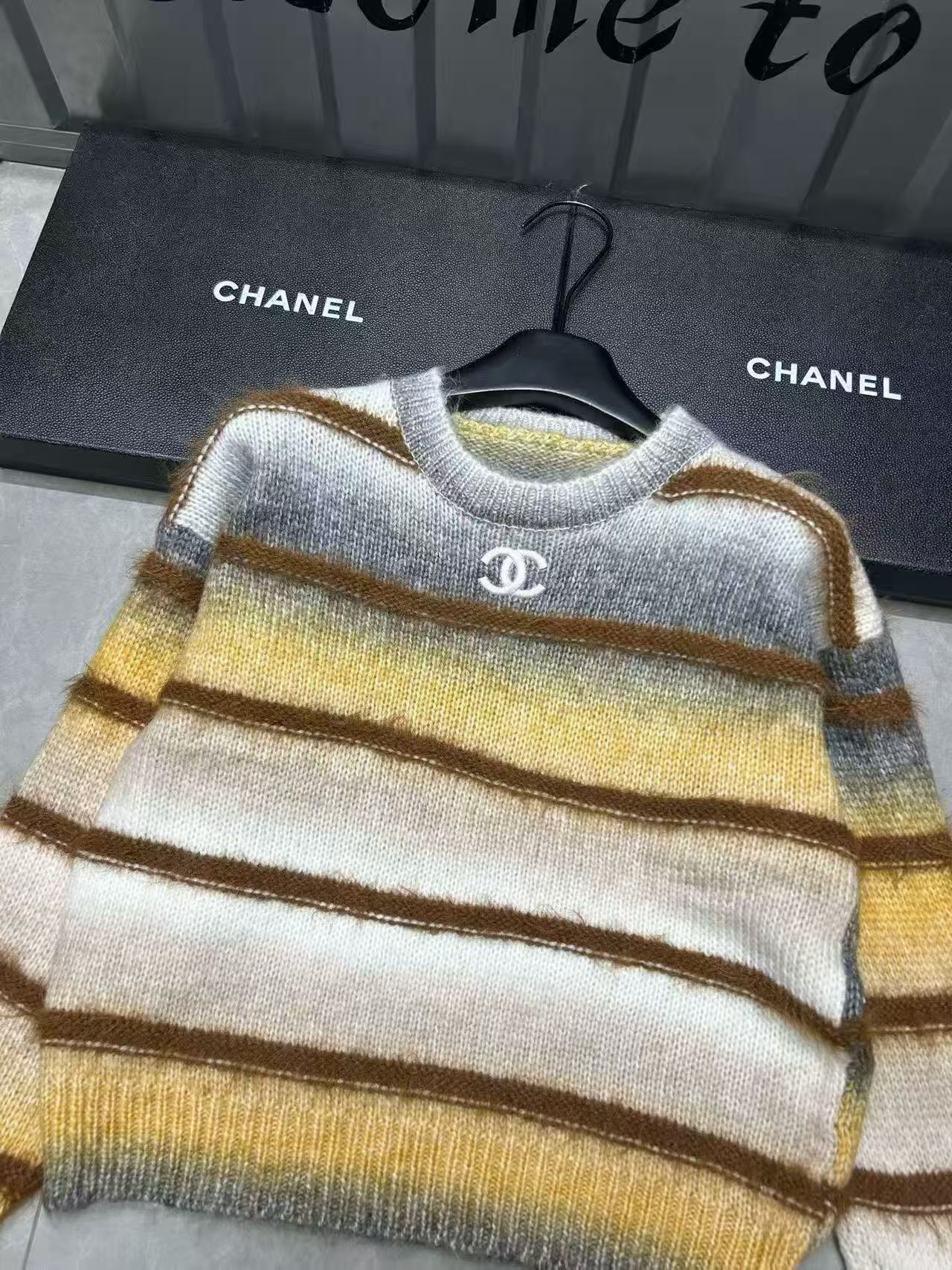 CHANE1 カラーブロック ダブルC セーター【50％割引+送料無料】