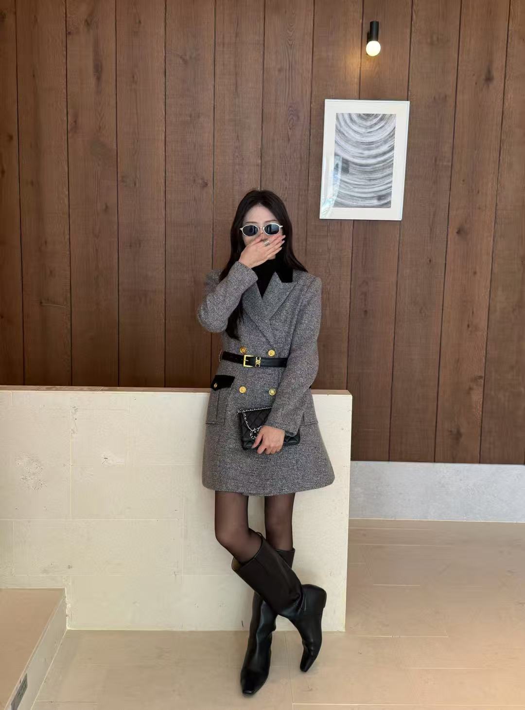 CEL1NE ダブルブレストウールドレス【50％割引+送料無料】