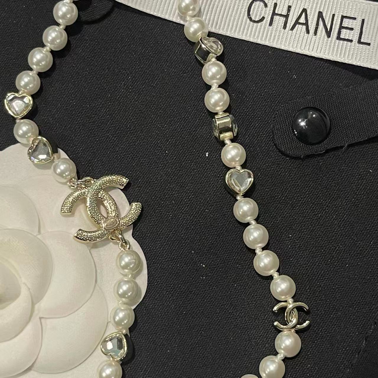 CHANE1 ダブルC パールネックレス【50％割引+送料無料】