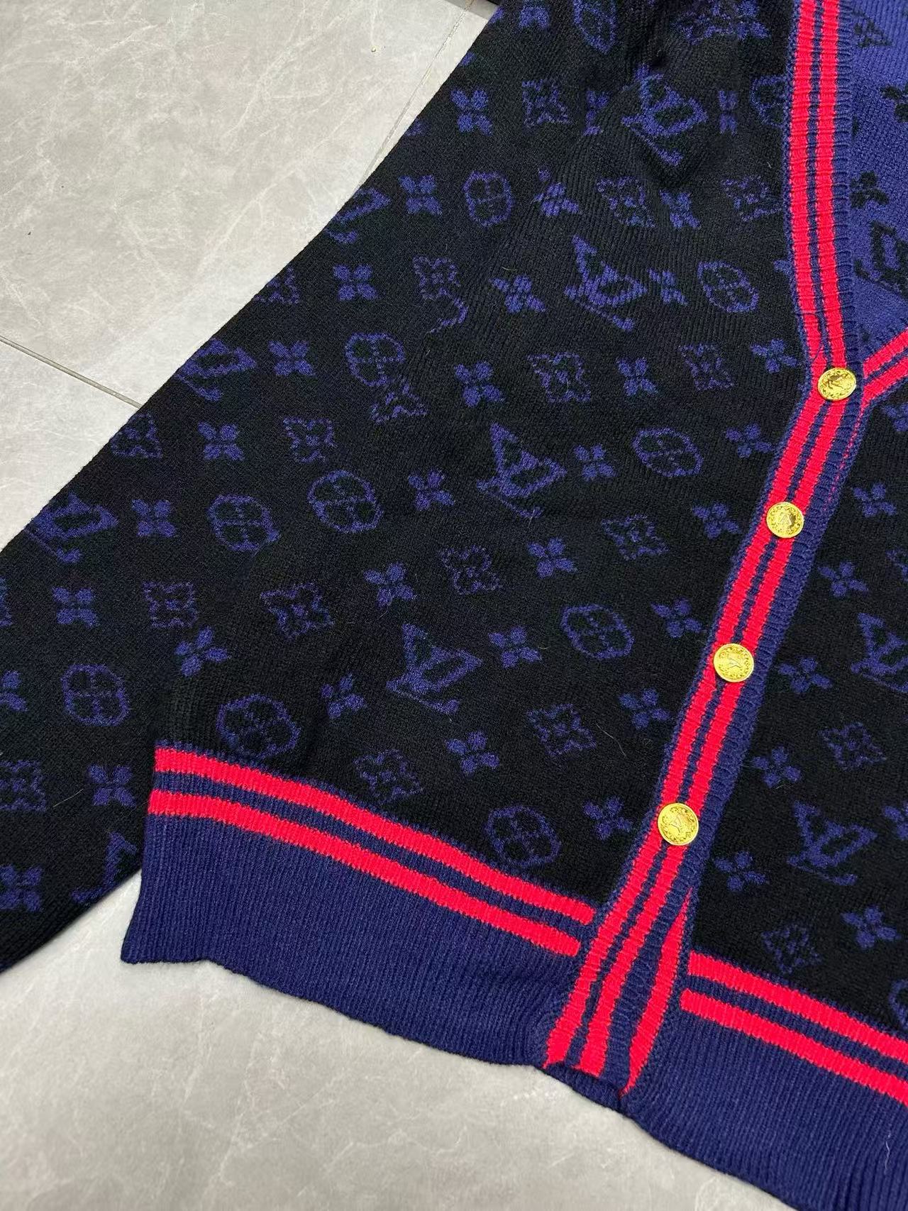 LVプリント Vネック ウールカーディガン【50％割引+送料無料】