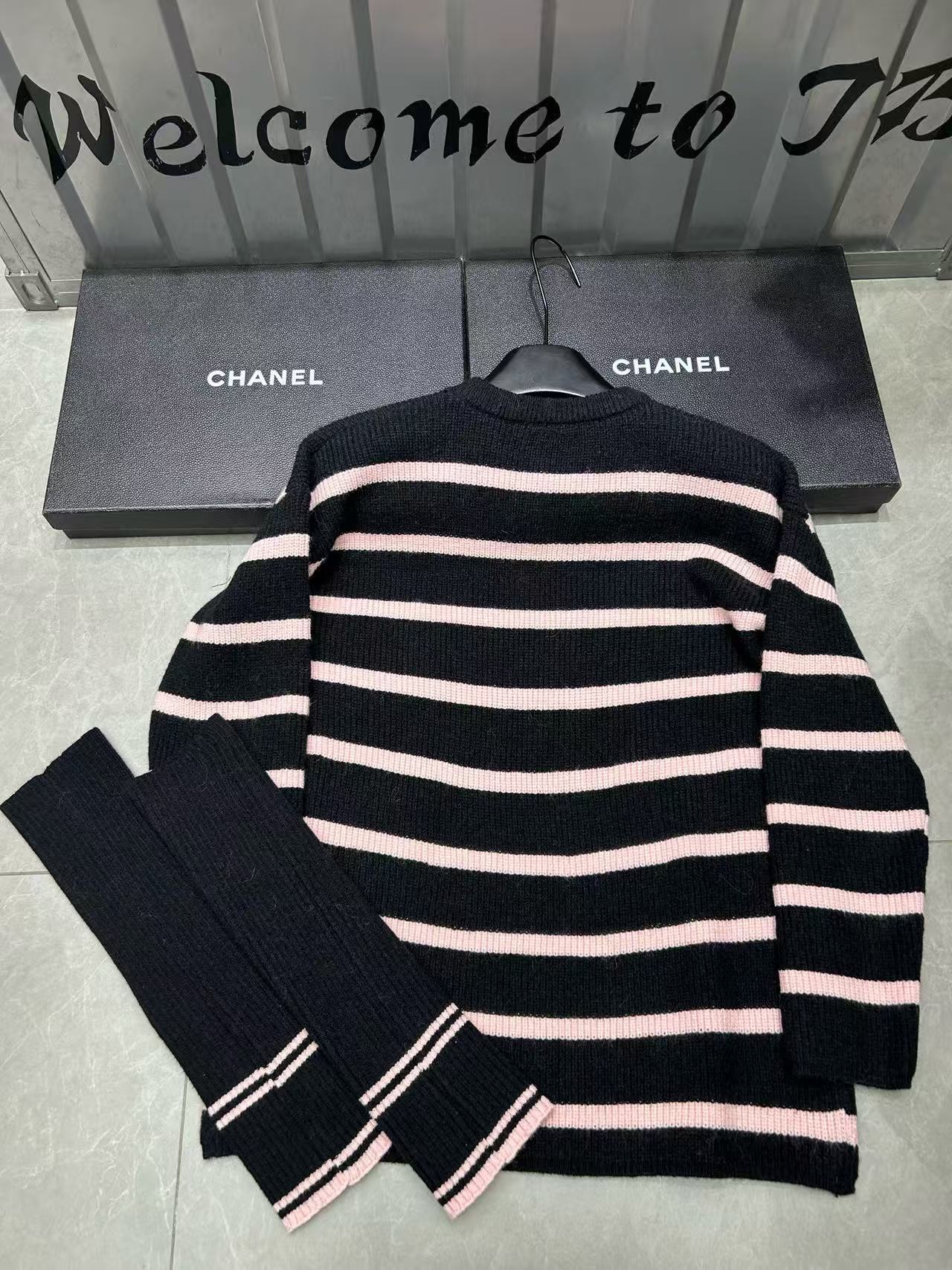 CHANE1 ストライプダブルCソックス+セーター2点セット【50％割引+送料無料】