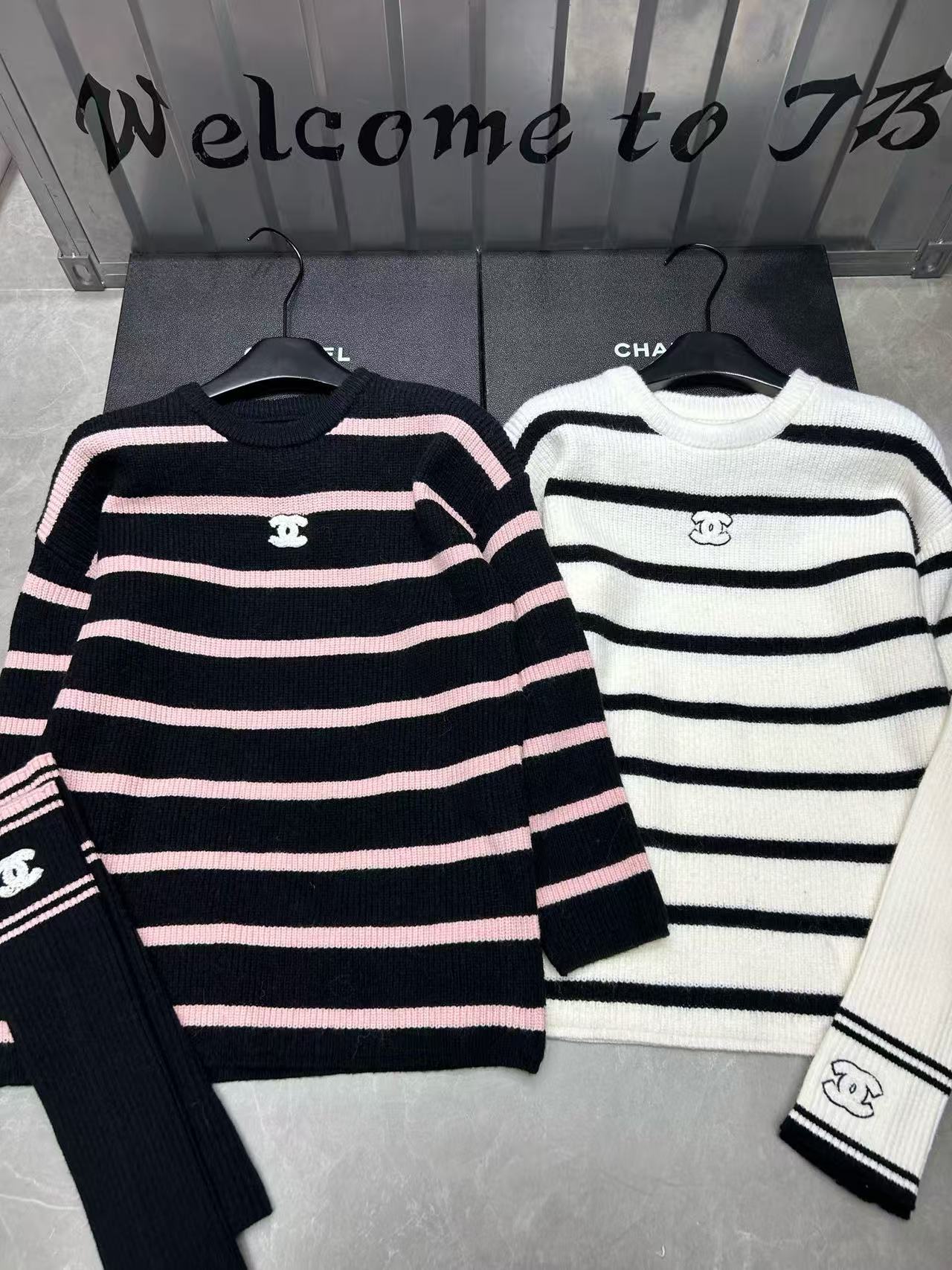 CHANE1 ストライプダブルCソックス+セーター2点セット【50％割引+送料無料】