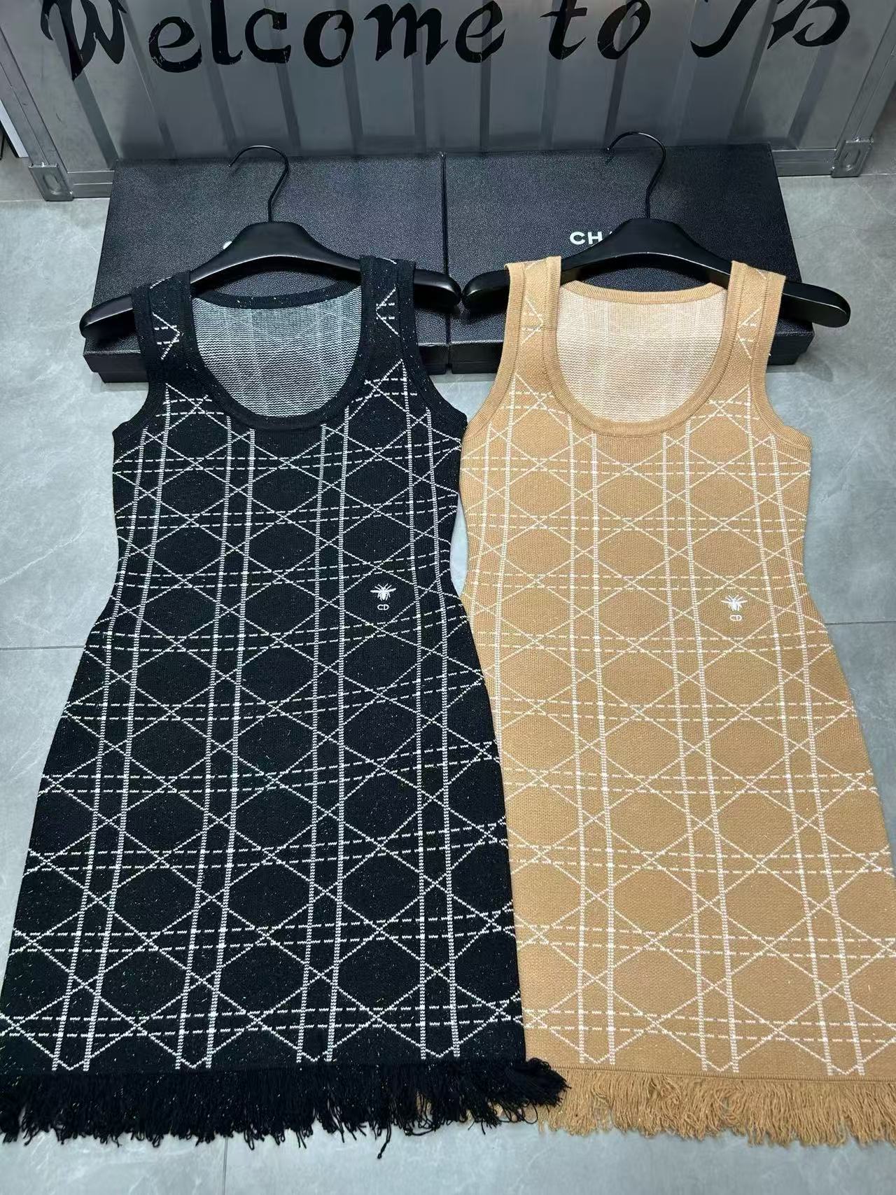 DIOR CD チェック柄ウール ノースリーブドレス【50％割引+送料無料】