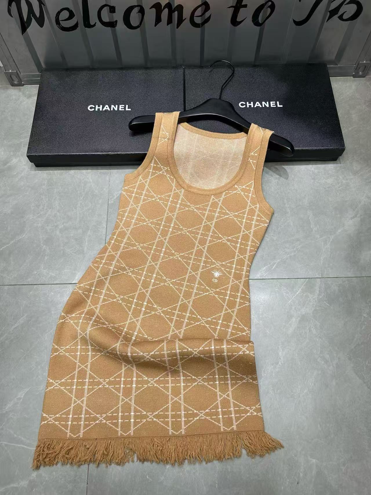 DIOR CD チェック柄ウール ノースリーブドレス【50％割引+送料無料】