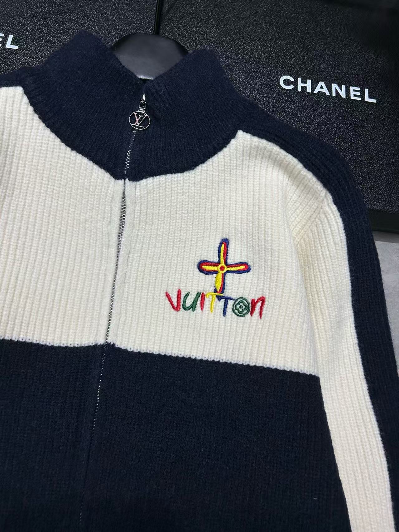 LVジッパー刺繍レターカーディガン【50％割引+送料無料】