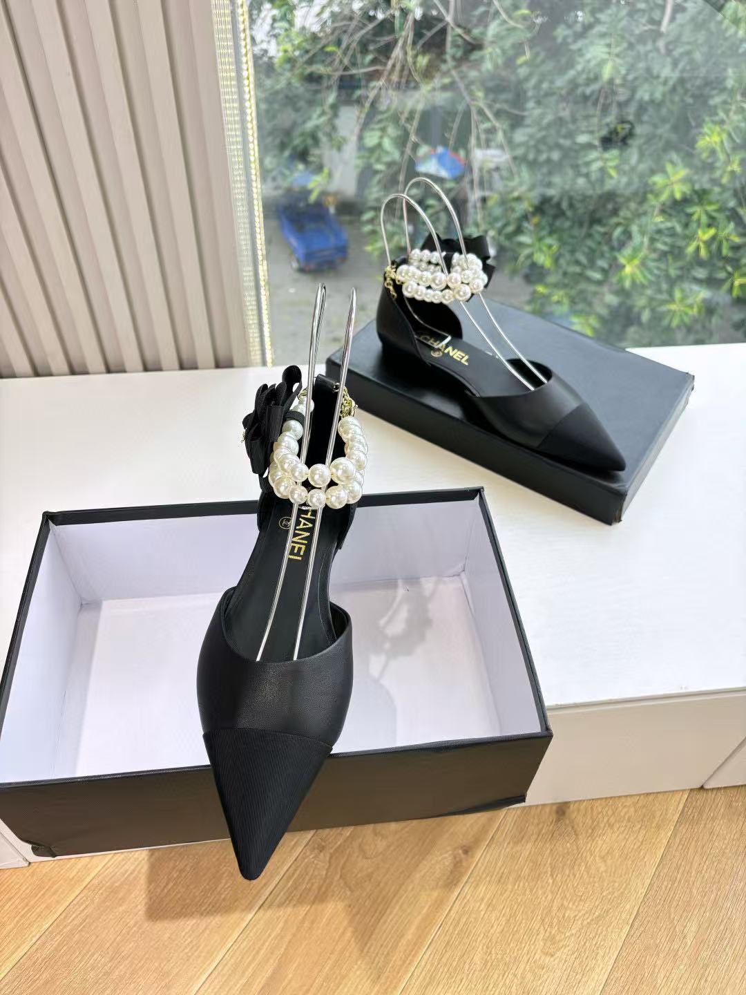 CHANE1 高品質ラムスキンパールフラットシューズ【50％割引+送料無料】