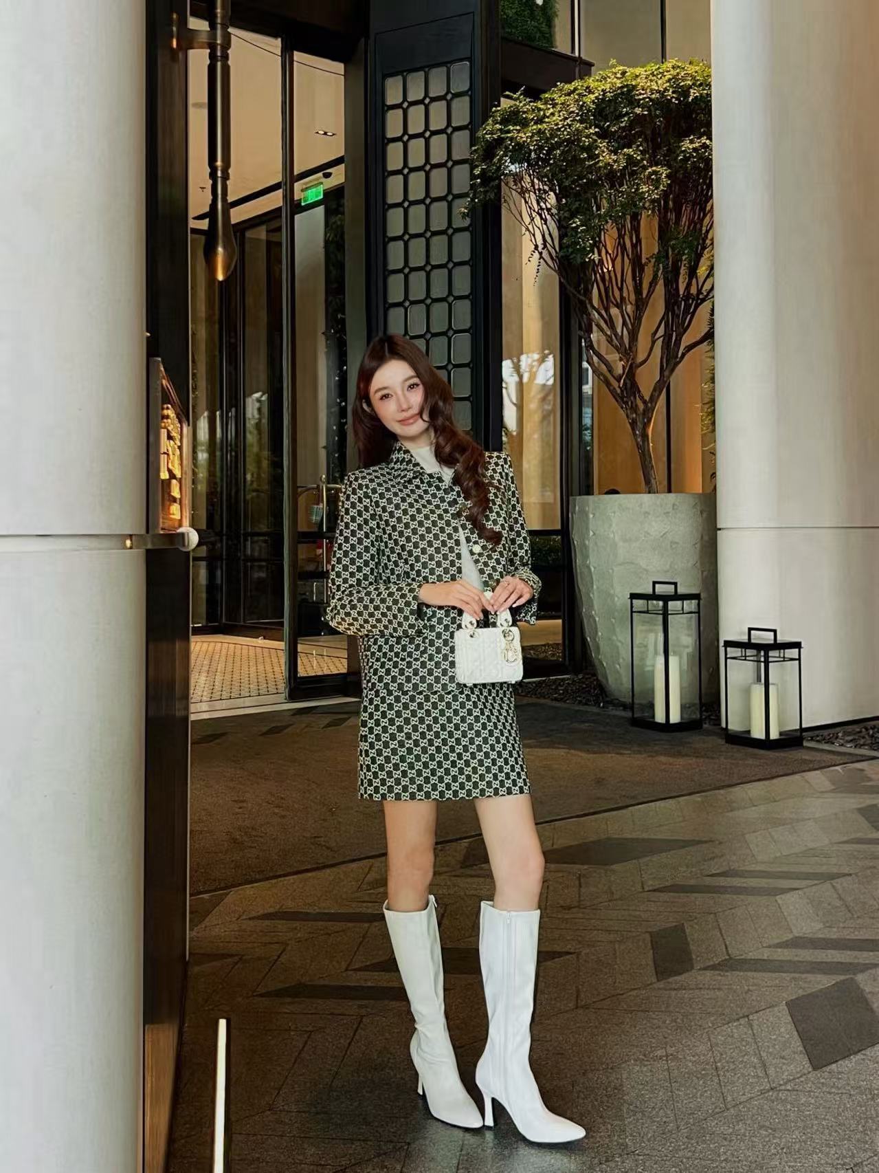 GUCC1 ダブルG ジャカード ジャケット+スカート ツーピースセット【50％割引+送料無料】