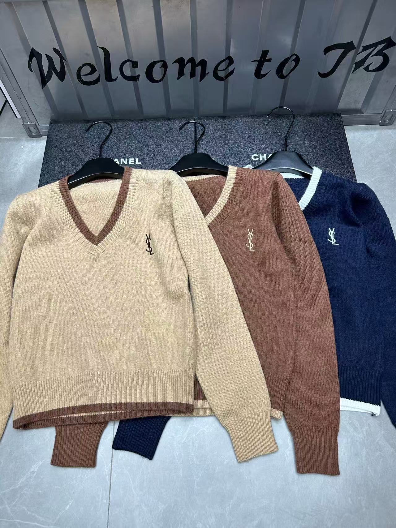 YSL シンプル Vネック ルーズセーター【50％割引+送料無料】