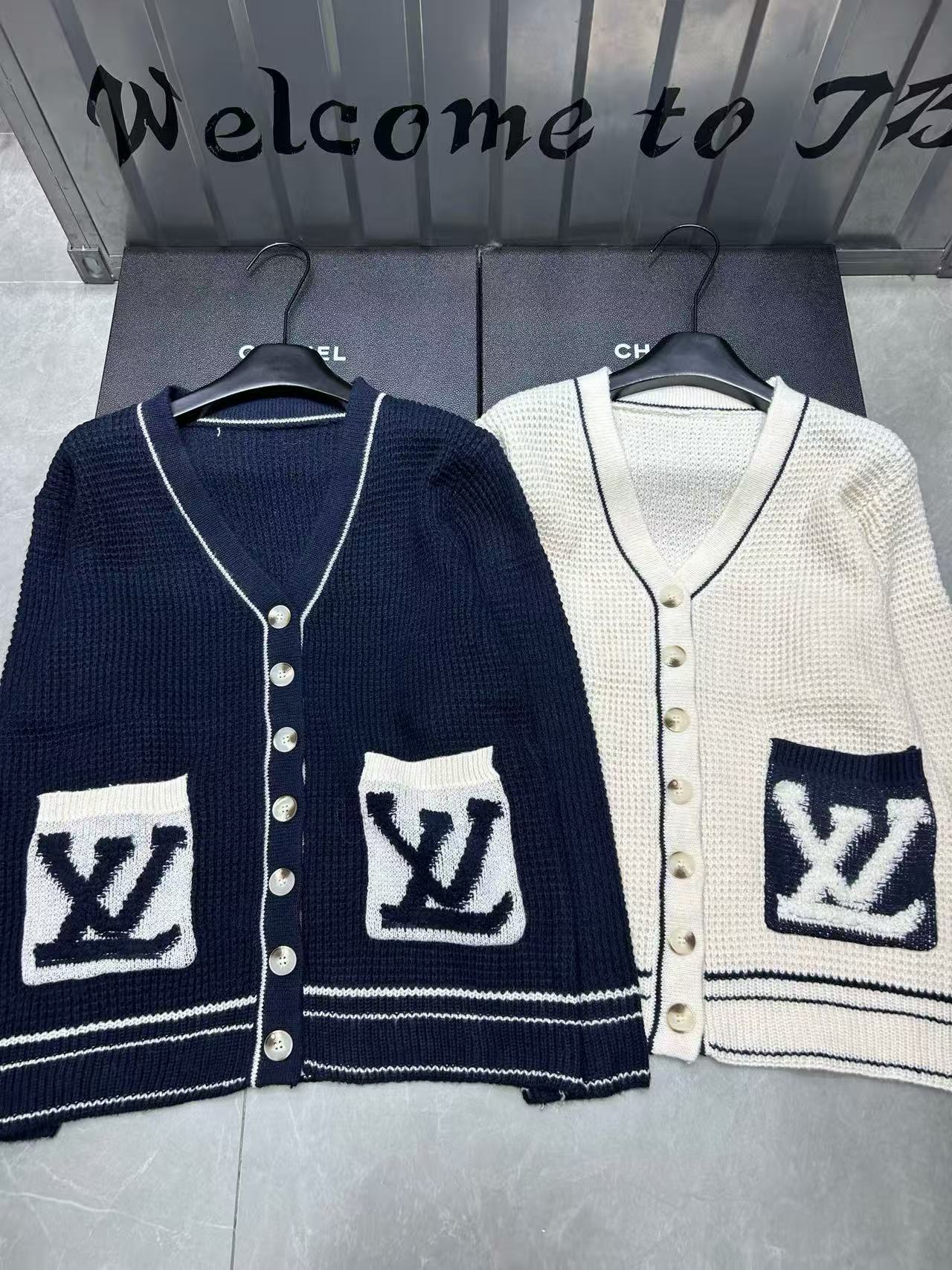 LVフロックレターポケットウールカーディガン【50％割引+送料無料】