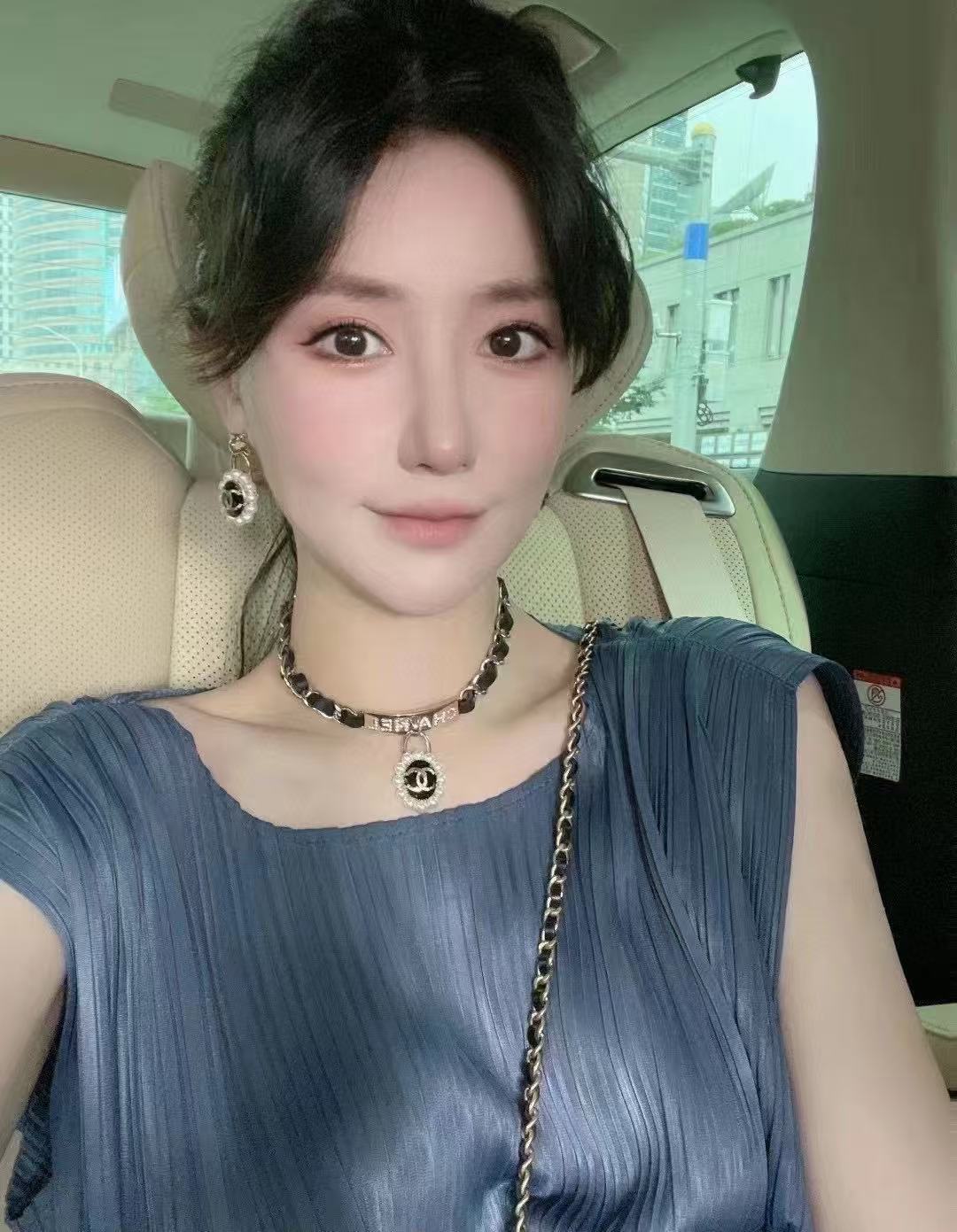 CHANE1 ダブルC レザーネックレス【50％割引+送料無料】