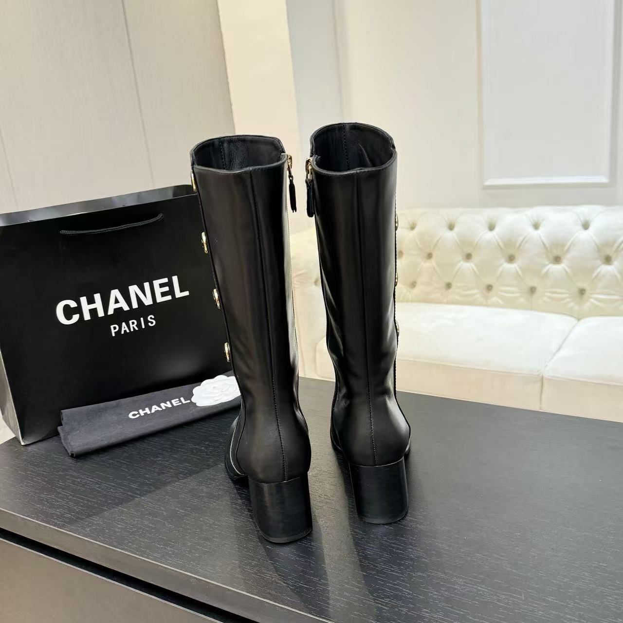 CHANE1高品質ローヒールの牛革ブーツ【50％割引+送料無料】