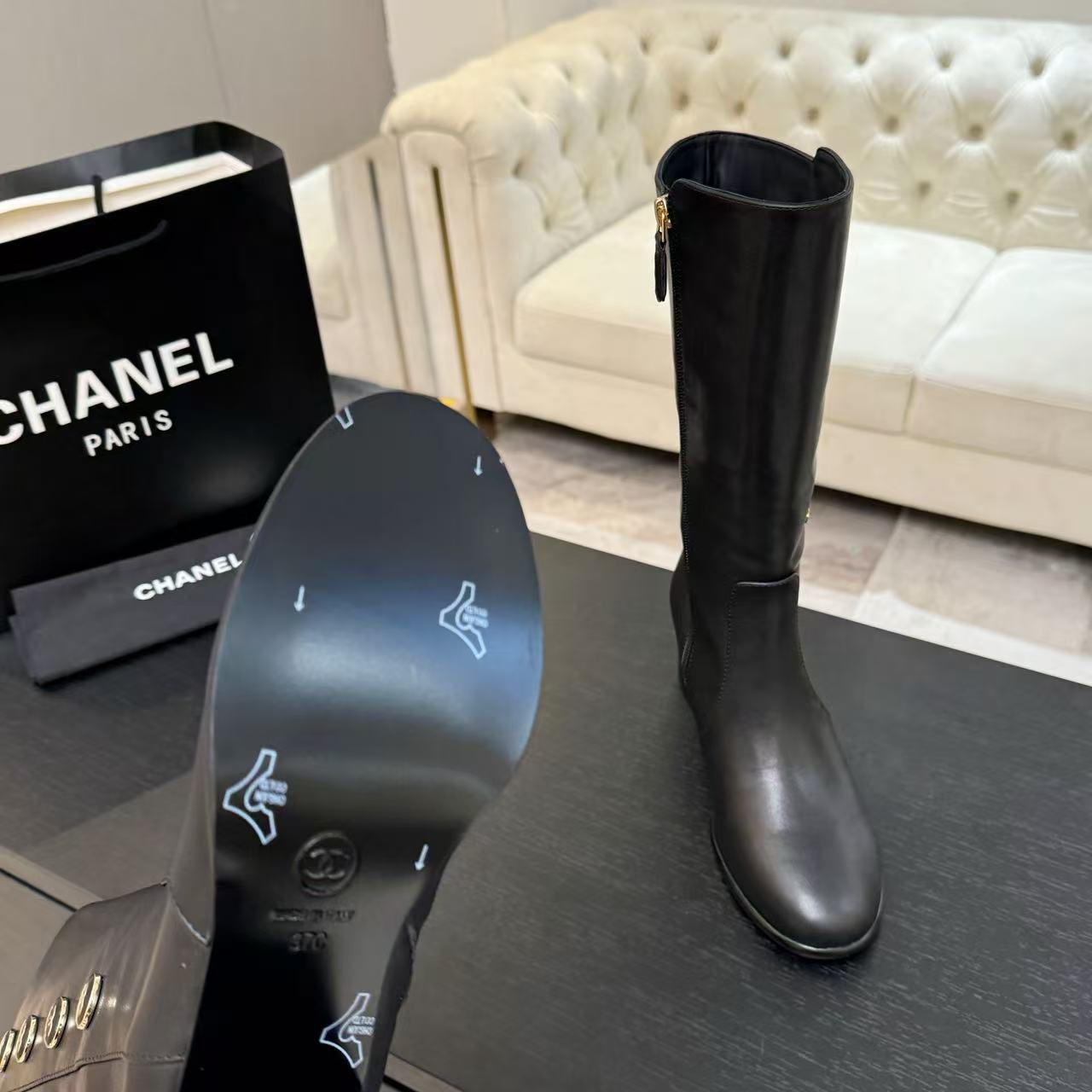 CHANE1高品質ローヒールの牛革ブーツ【50％割引+送料無料】