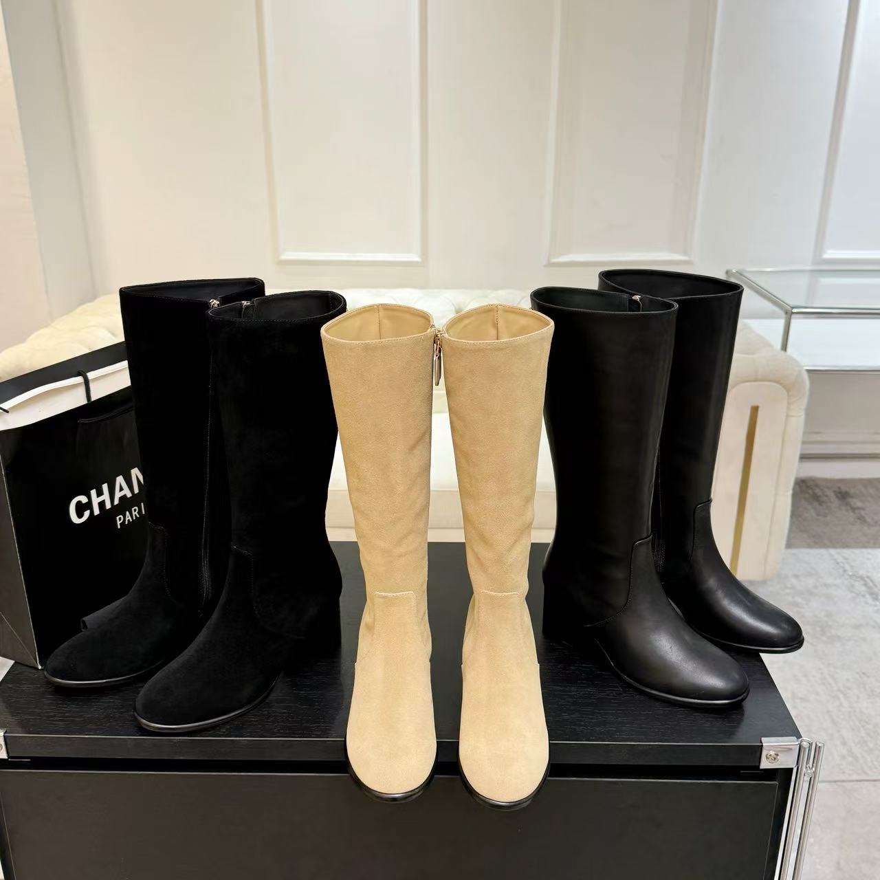 CHANE1 高品質シンプルダブルCハイブーツ【50％割引+送料無料】