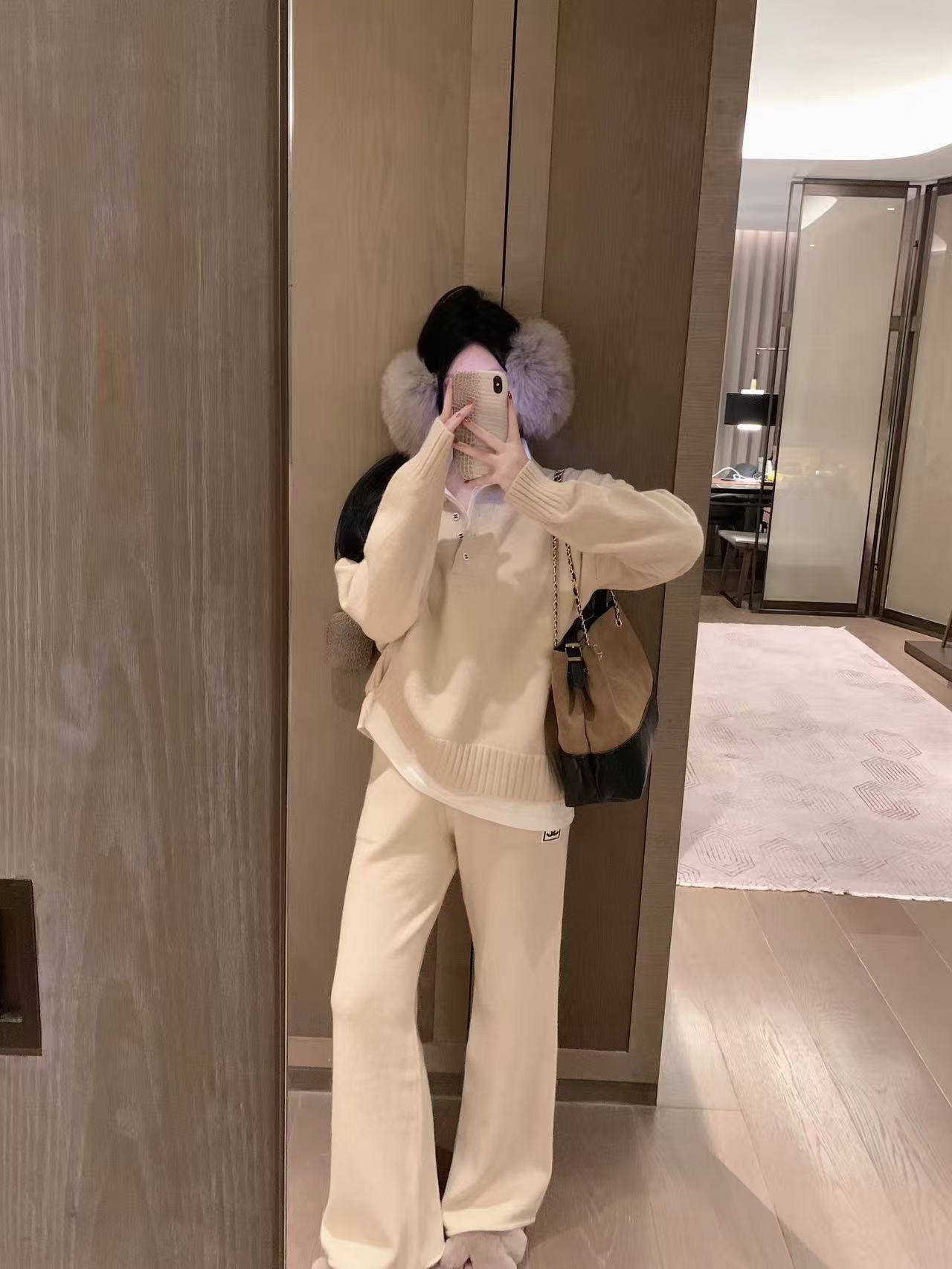 CHANE1 ダブルC セーター+パンツ ツーピースセット【50％割引+送料無料】