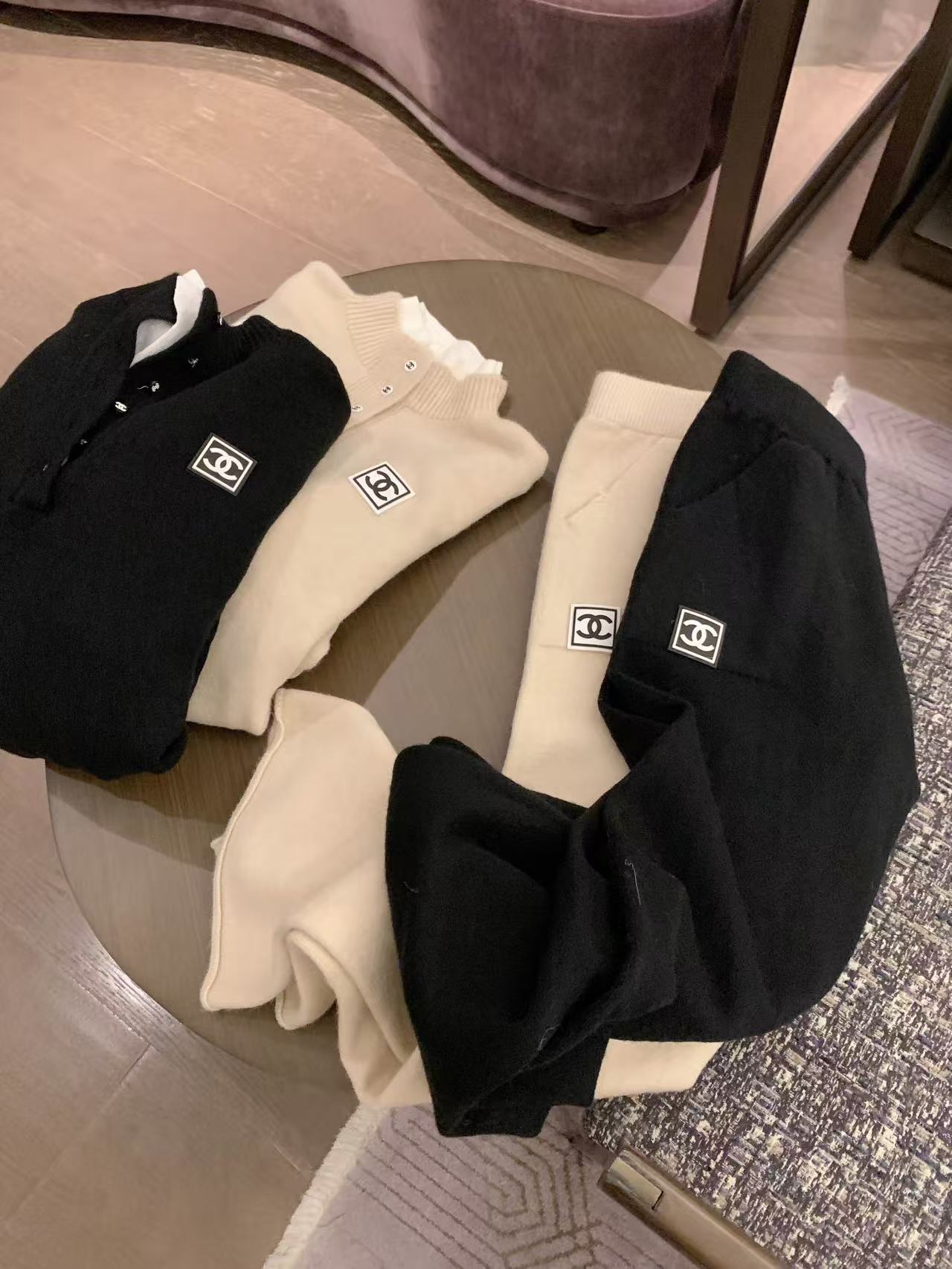 CHANE1 ダブルC セーター+パンツ ツーピースセット【50％割引+送料無料】