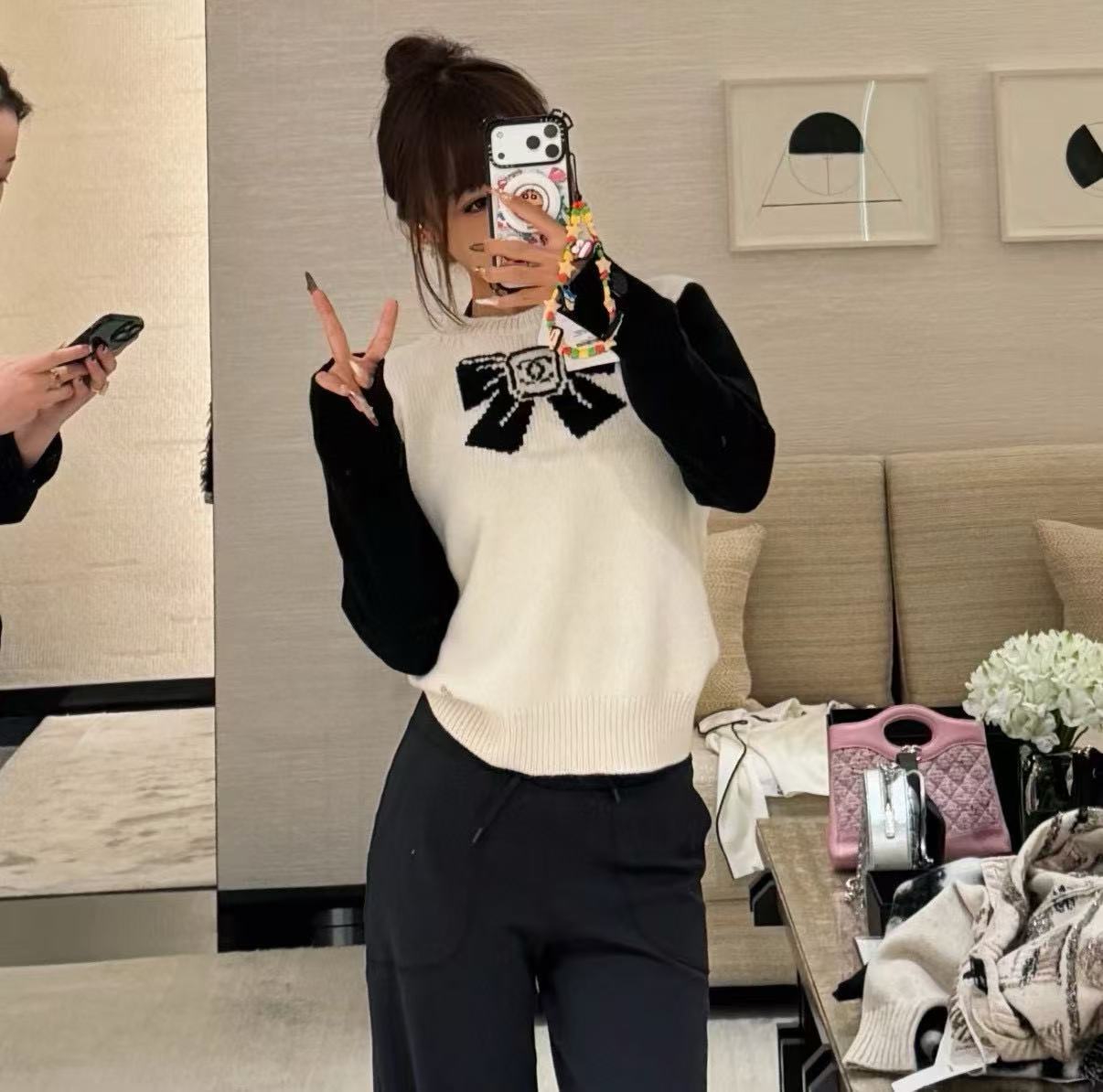 CHANE1 高品質カラーブロックカシミヤセーター【50％割引+送料無料】