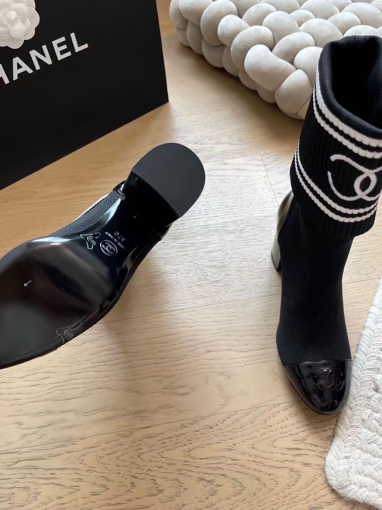 CHANE1 高品質弾性ストッキングとチャンキーヒールブーツ【50％割引+送料無料】