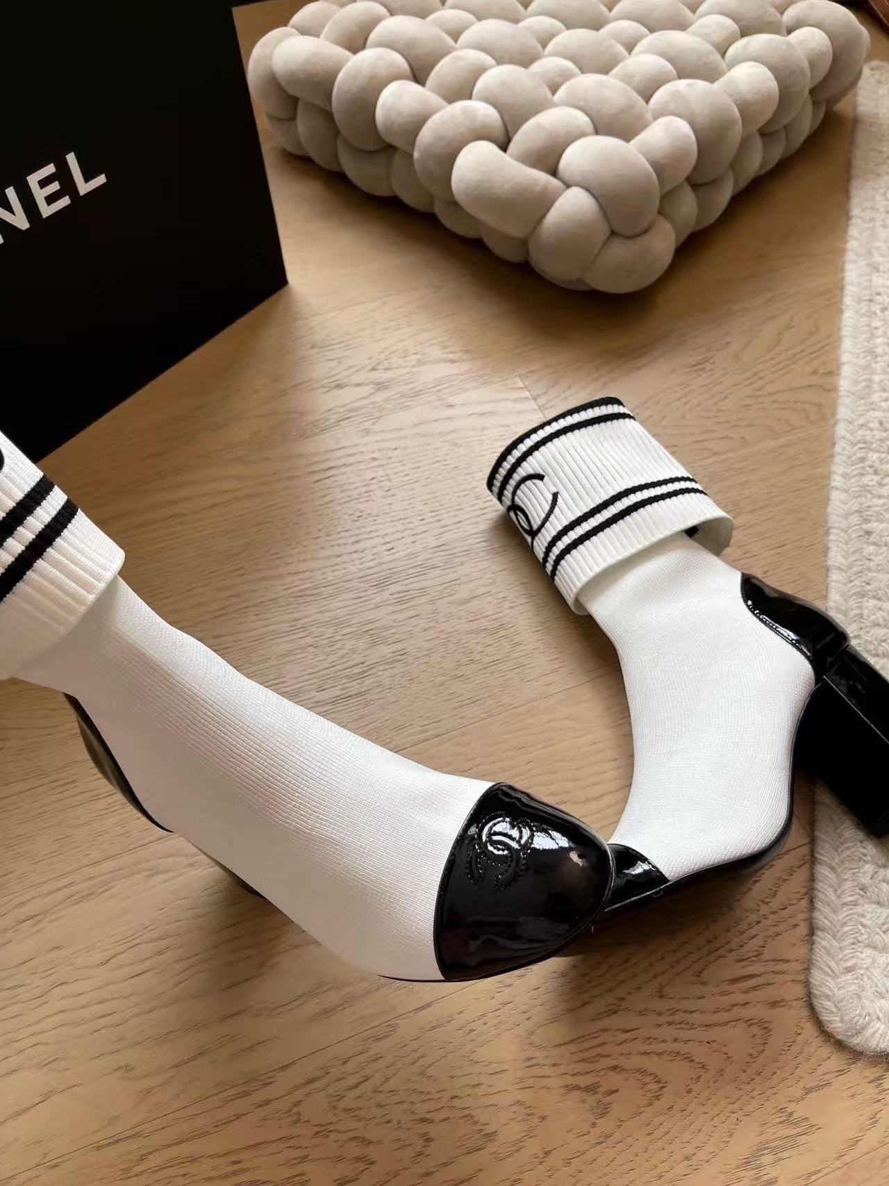 CHANE1 高品質弾性ストッキングとチャンキーヒールブーツ【50％割引+送料無料】