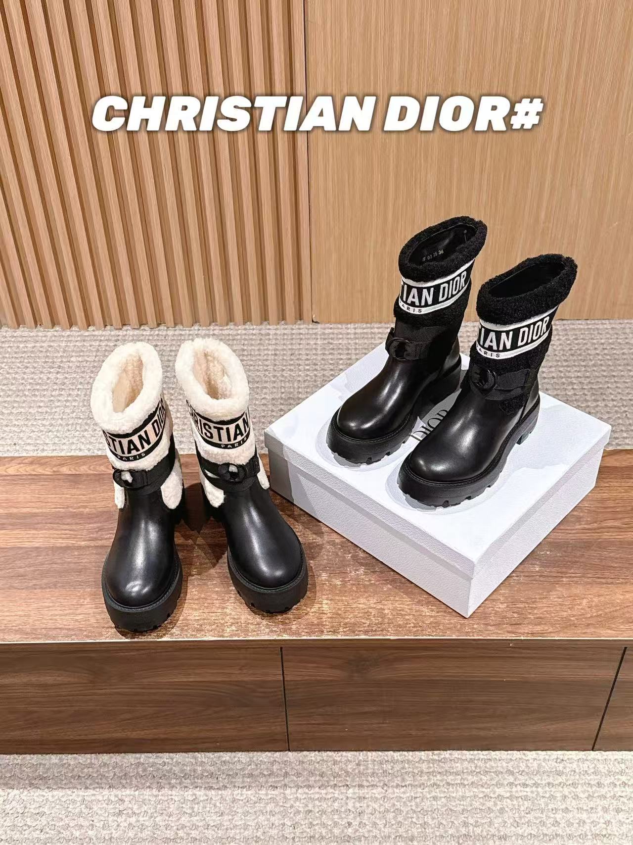 DIOR 高品質ウール レターアンクルブーツ【50％割引+送料無料】