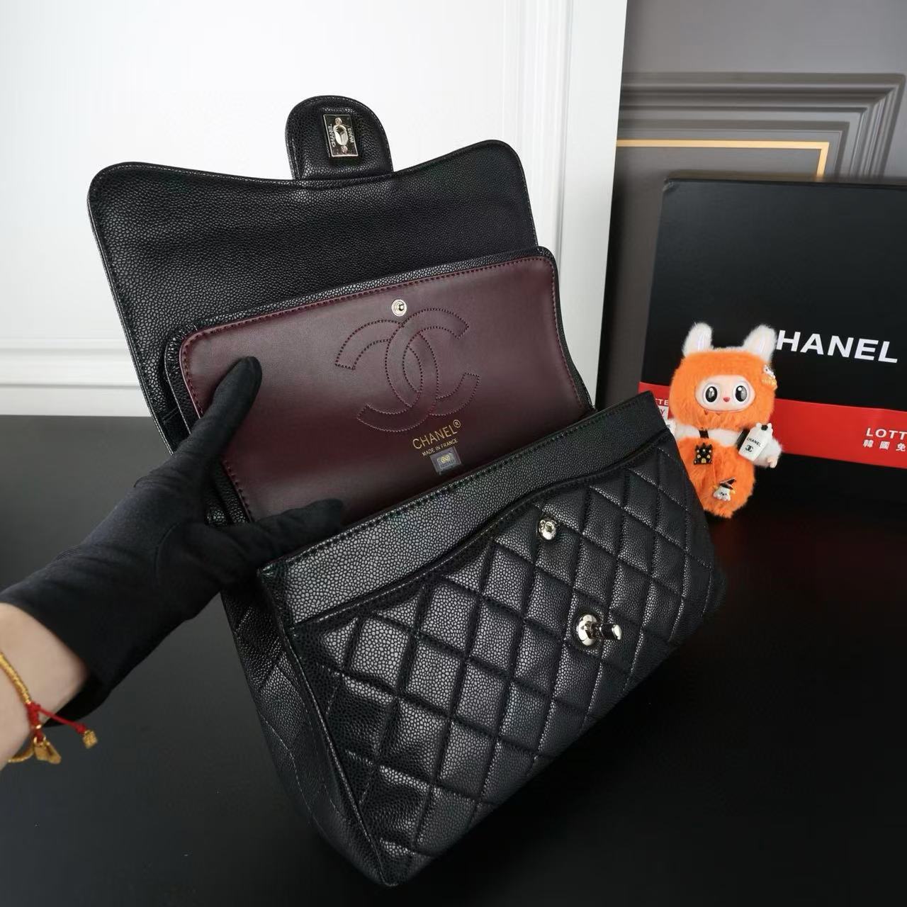 CHANE1キャビアチェーンフラップバッグ【50％割引+送料無料】