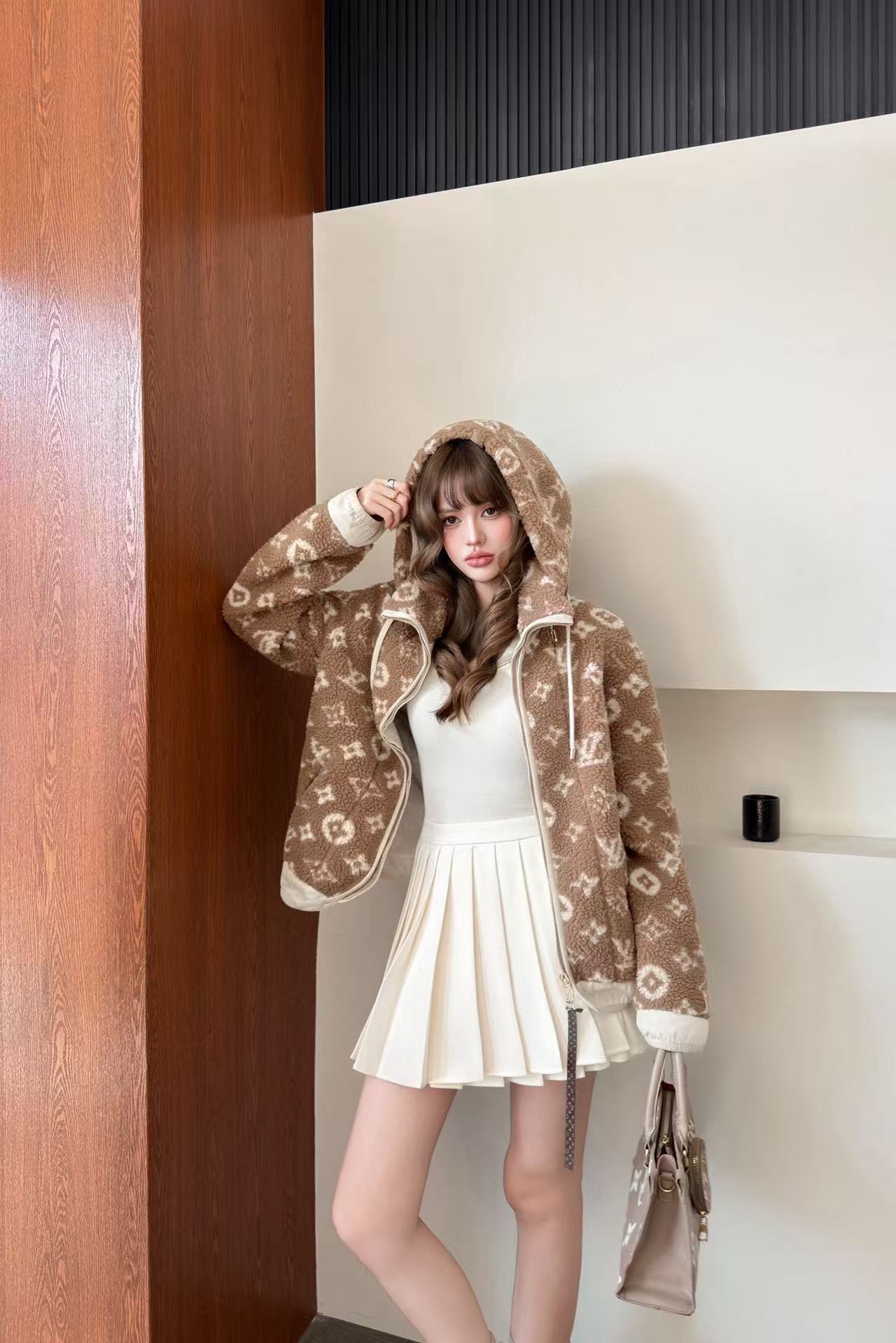 LVプリントシアリングフードジャケット【50％割引+送料無料】