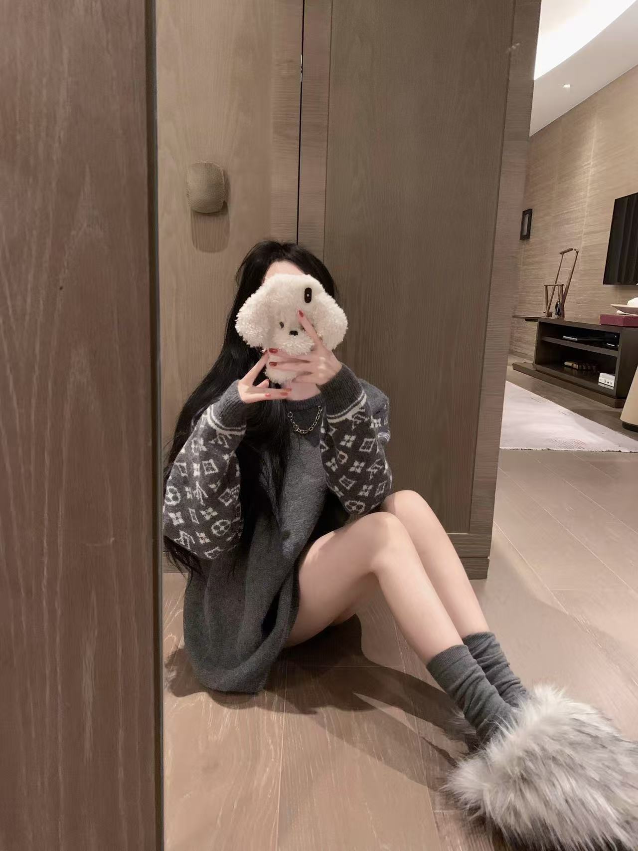 LVチェーンプリントのルーズセーター【50％割引+送料無料】