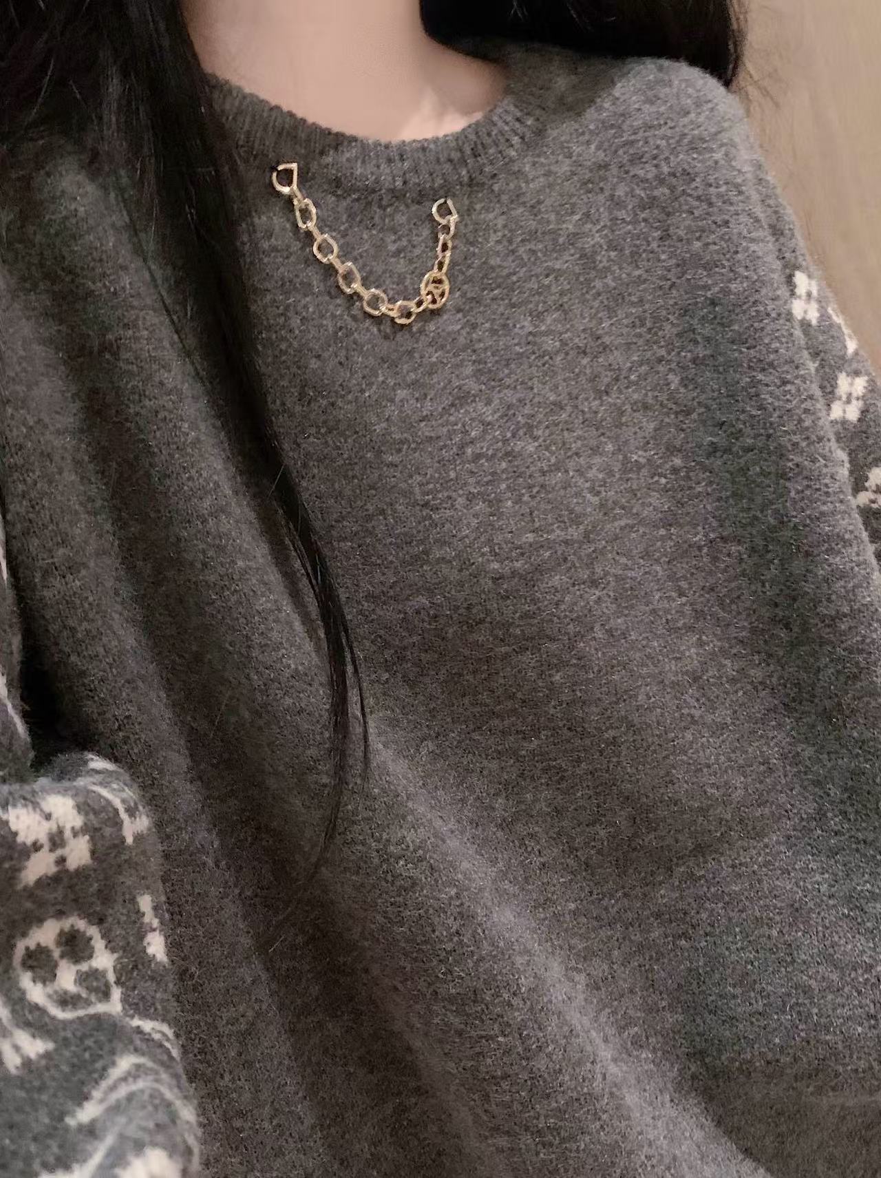 LVチェーンプリントのルーズセーター【50％割引+送料無料】