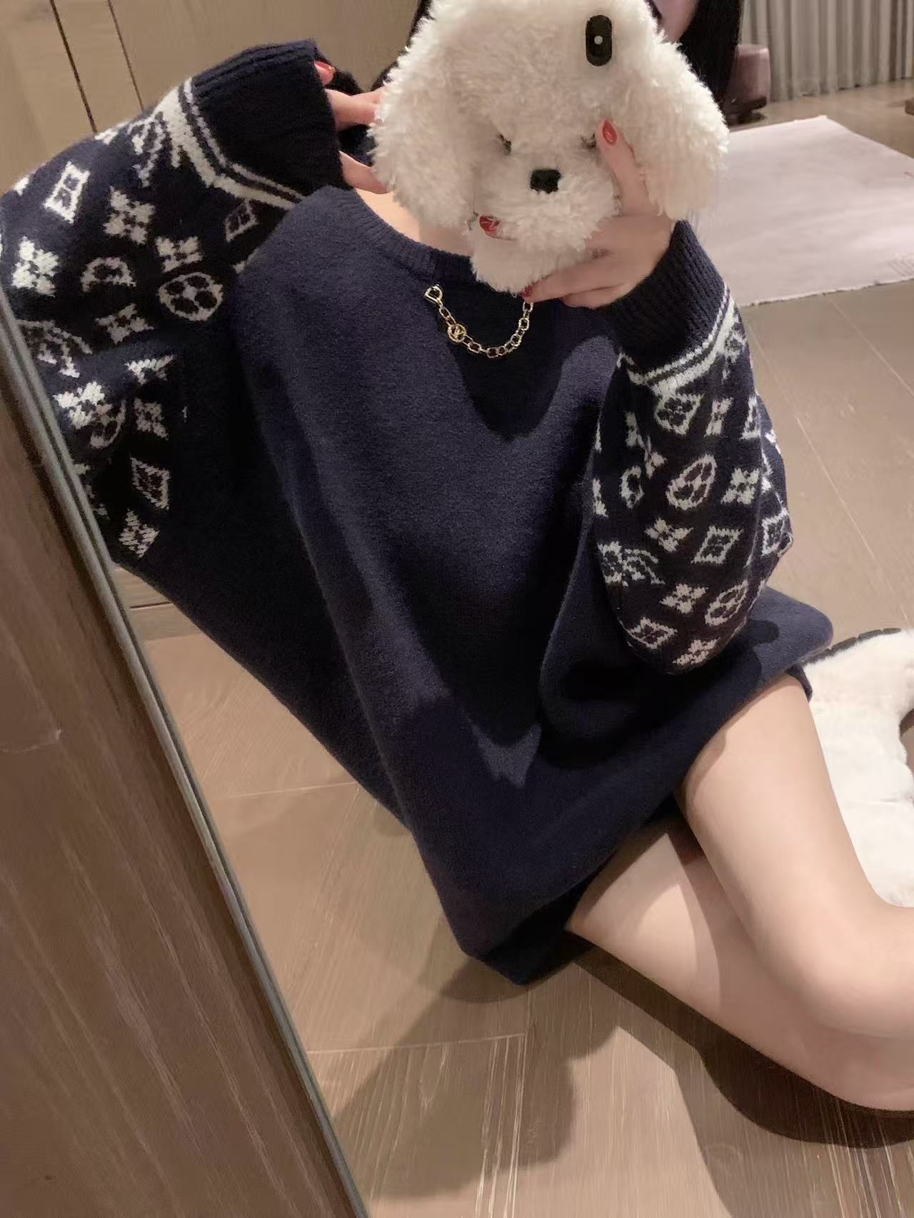 LVチェーンプリントウールセーター【50％割引+送料無料】