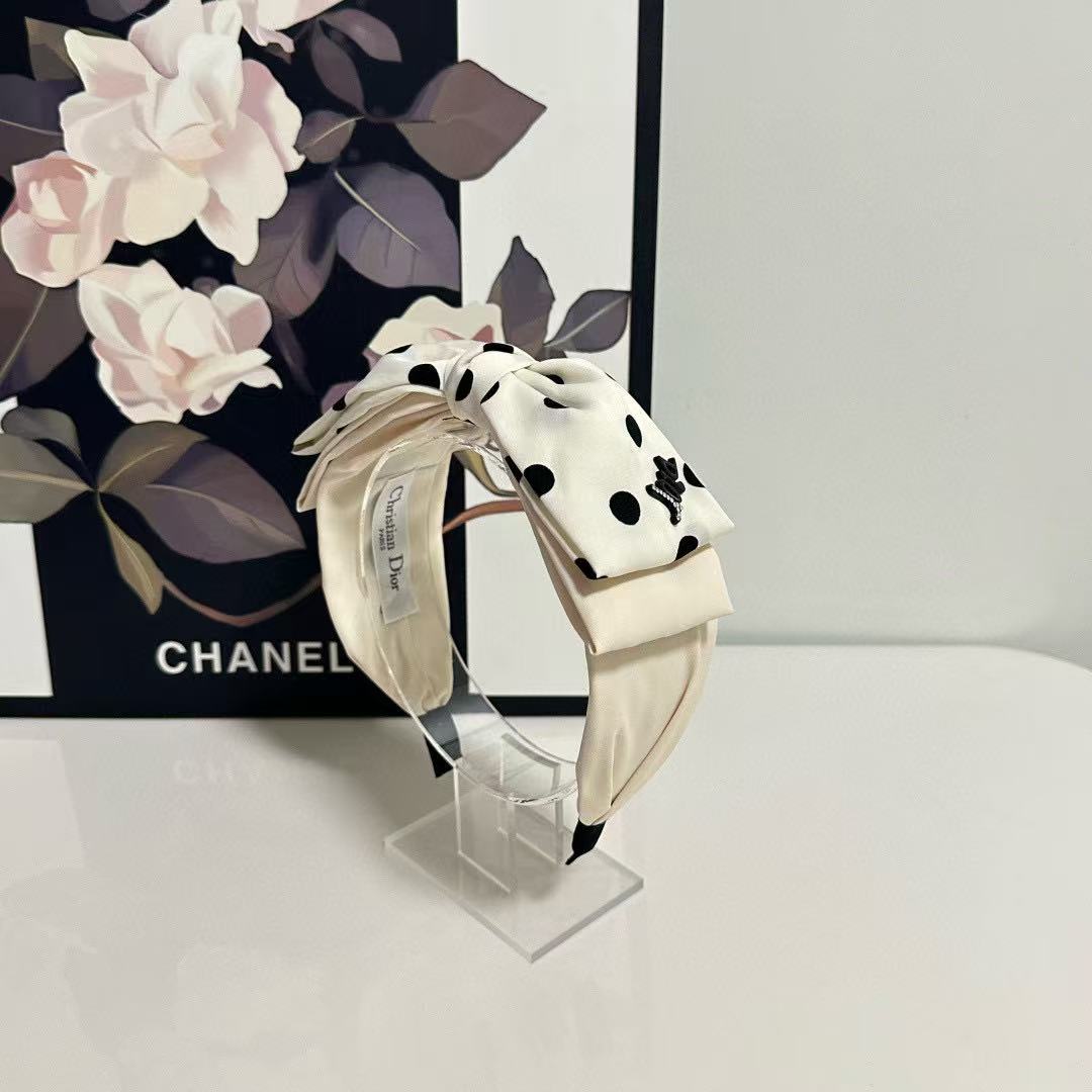 DIOR ボウ ポルカドット ヘッドバンド【50％割引+送料無料】
