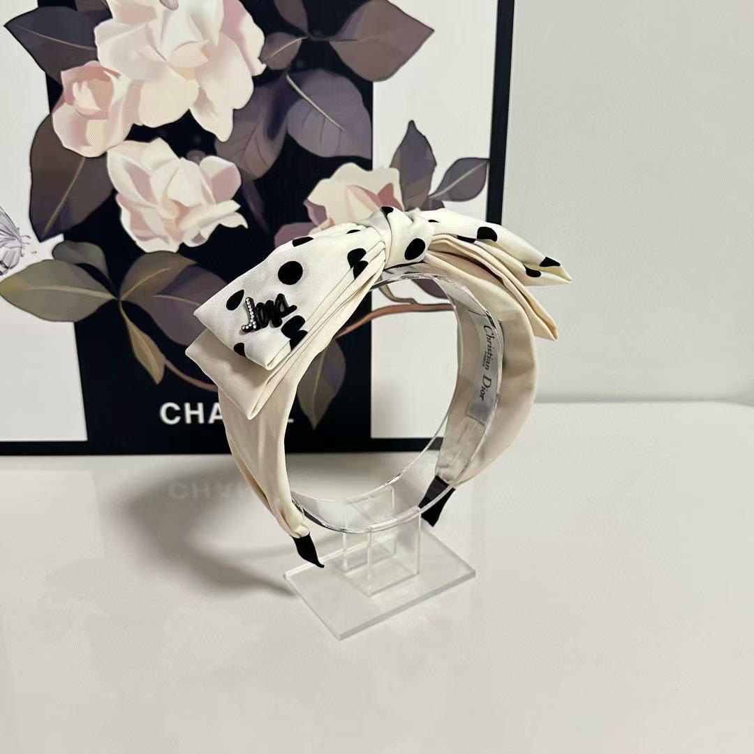 DIOR ボウ ポルカドット ヘッドバンド【50％割引+送料無料】
