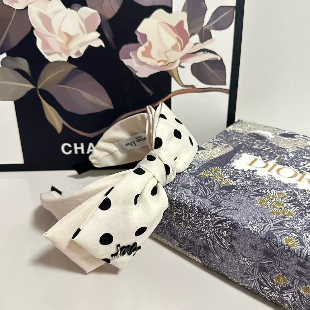 DIOR ボウ ポルカドット ヘッドバンド【50％割引+送料無料】