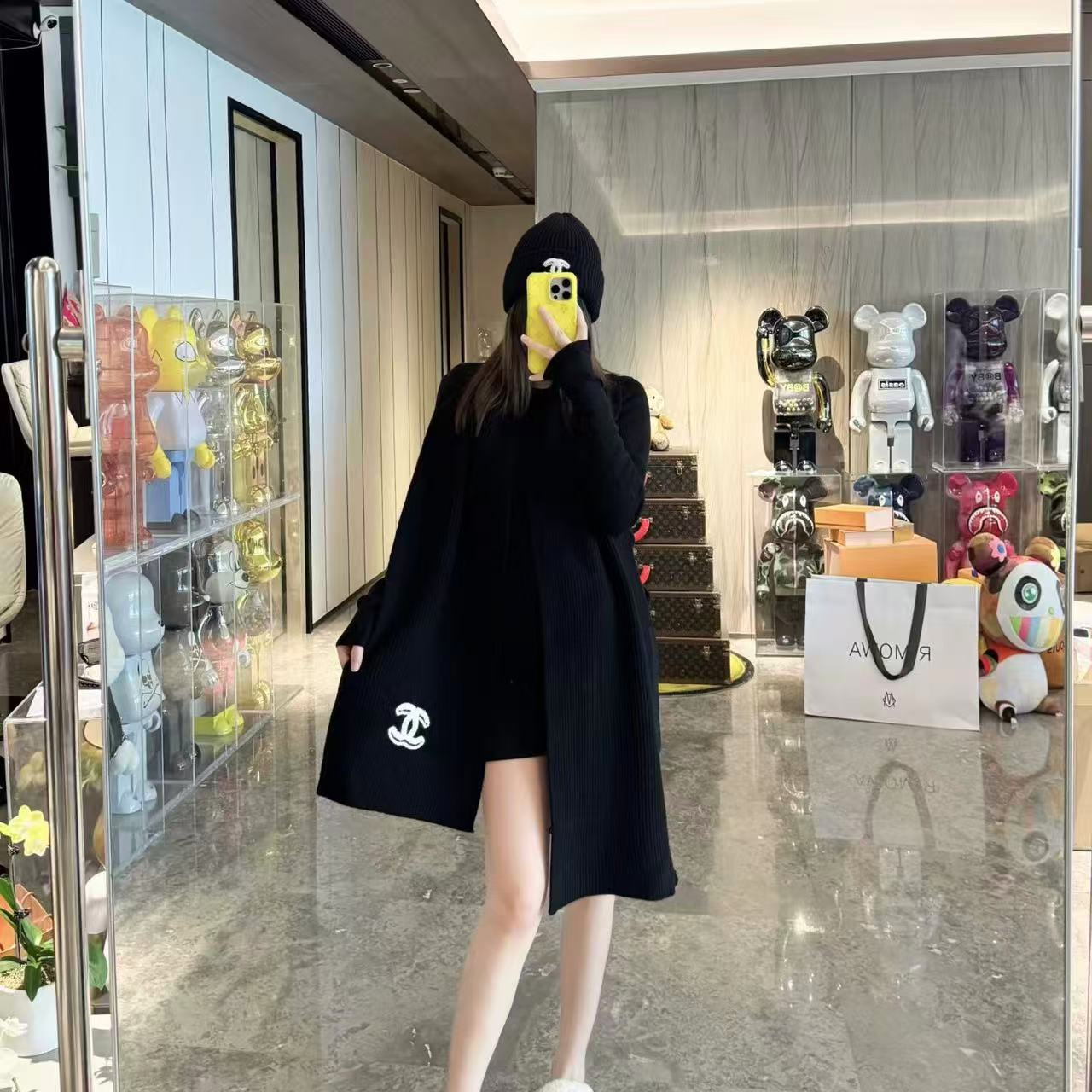 CHANE1 ダブルC カシミアスカーフ【50％割引+送料無料】