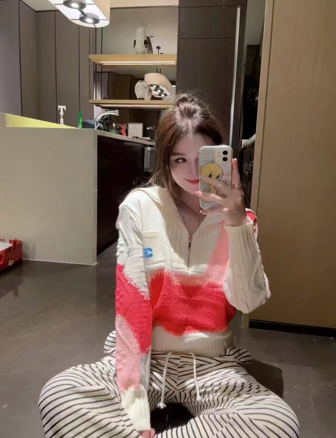 CHANE1 ダブルCポケットウールセーター【50％割引+送料無料】