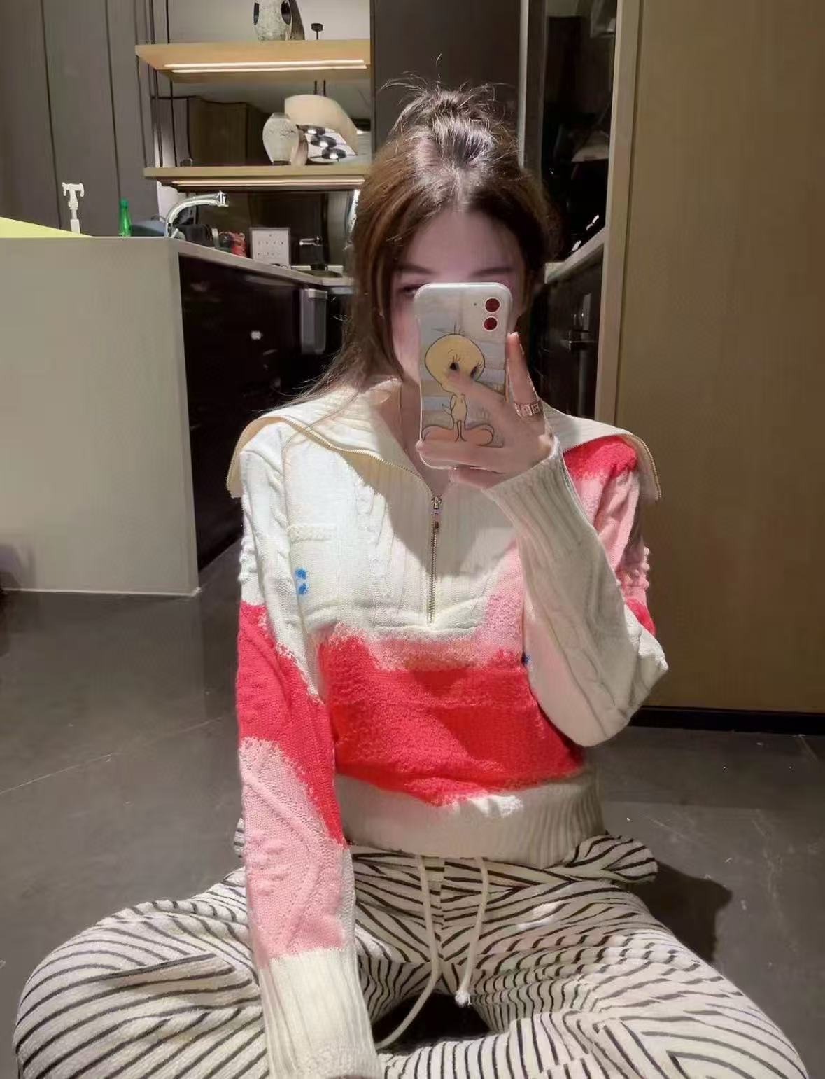 CHANE1 ダブルCポケットウールセーター【50％割引+送料無料】