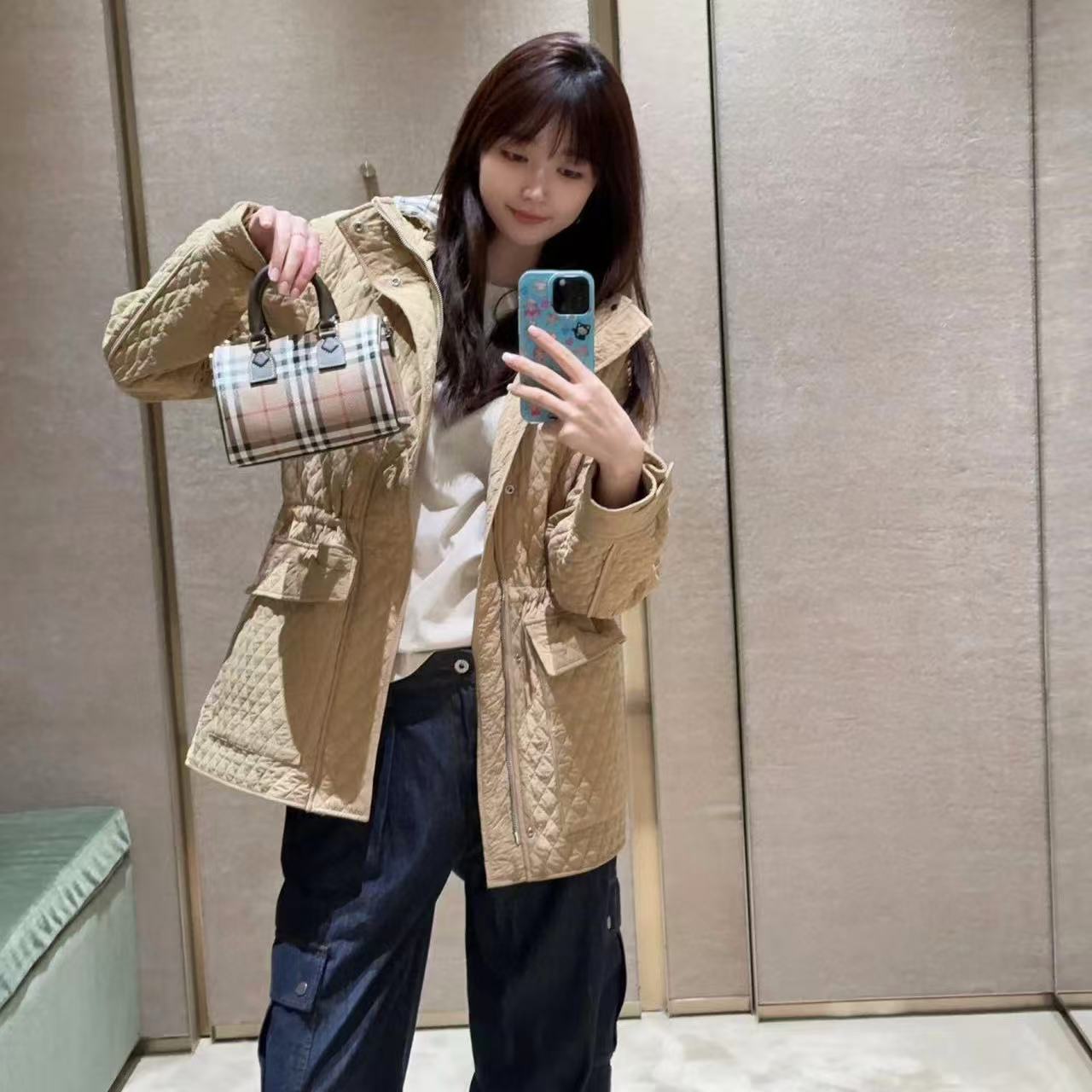 BUR8ERRY フード付きチェックジャケット【50％割引+送料無料】