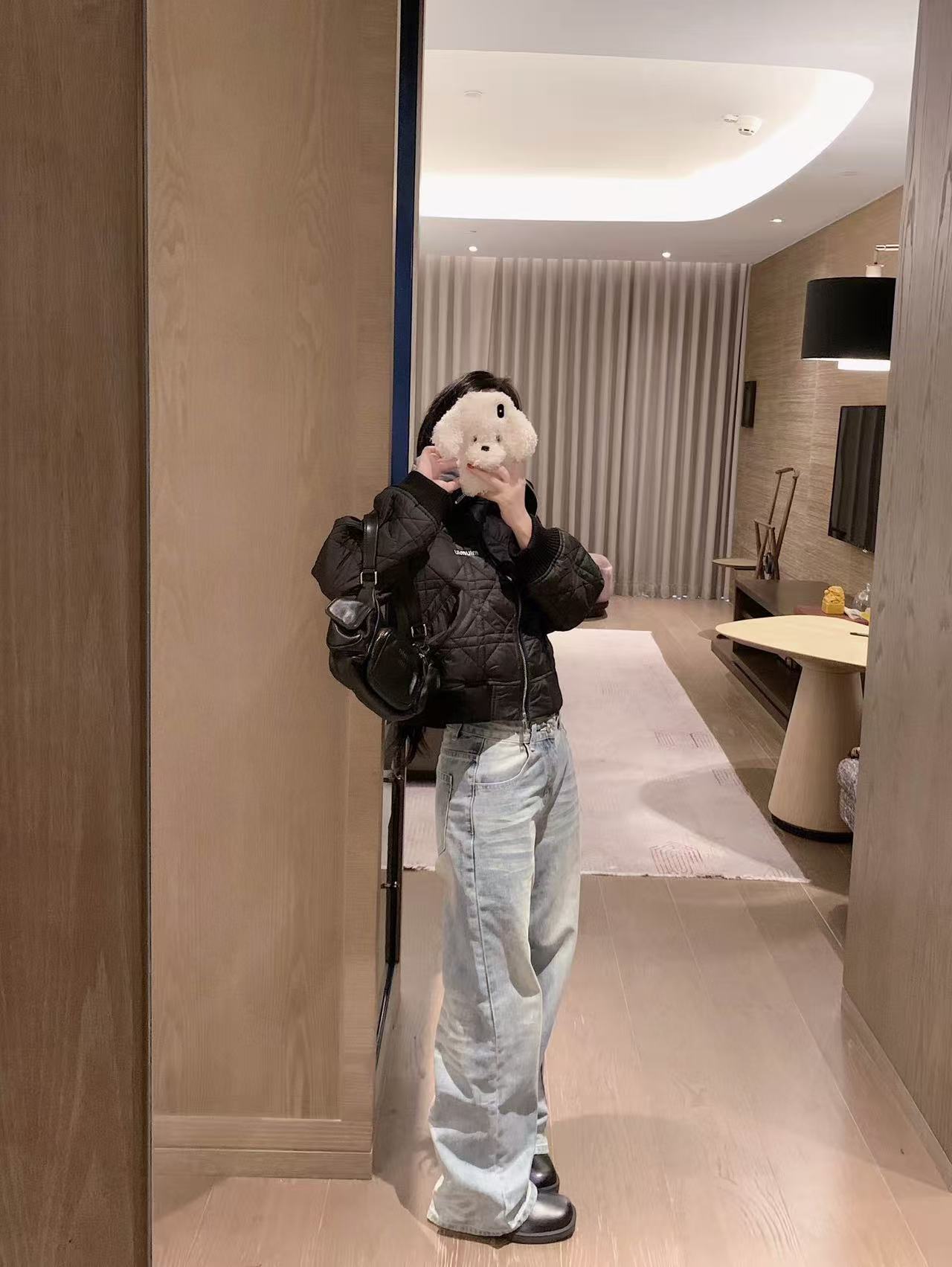 M1UM1U ダイヤモンド柄刺繍レタードルーズフィットコットンジャケット【50％割引+送料無料】