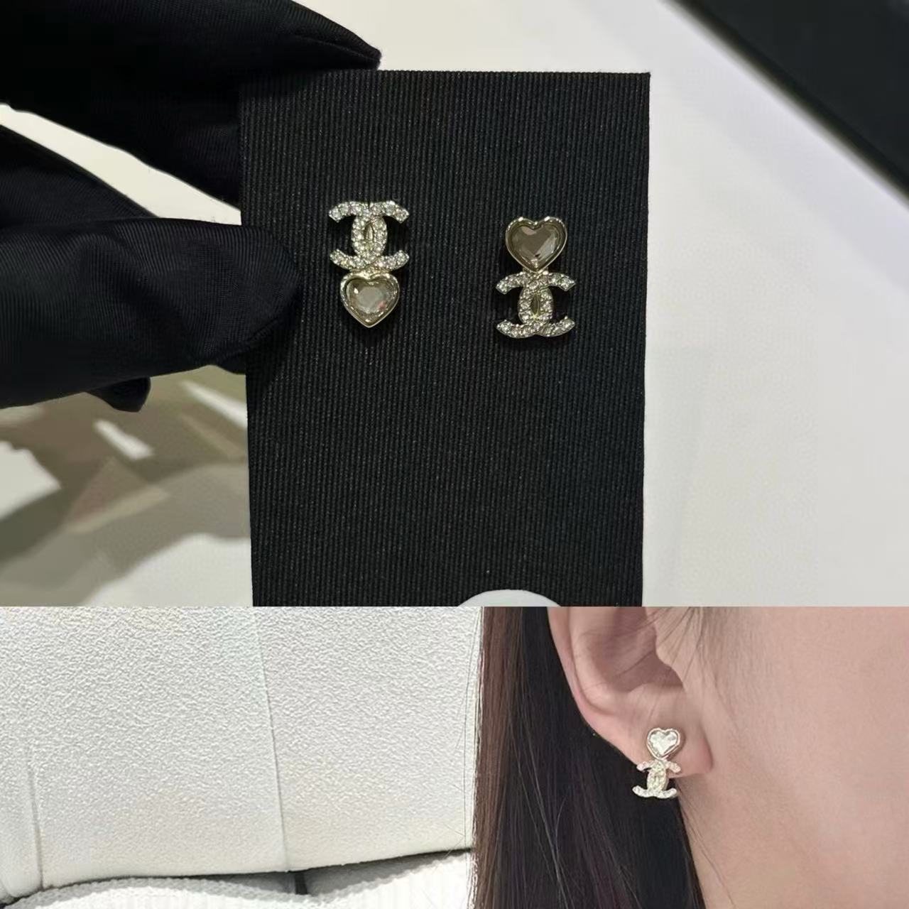 CHANE1 ハート ダブルC イヤリング【50％割引+送料無料】