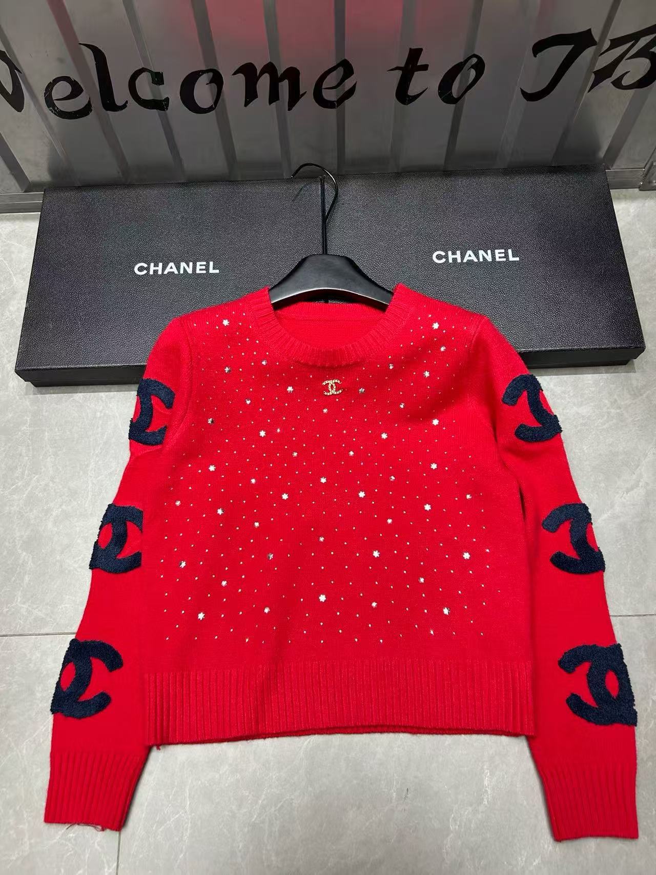 CHANE1 ダブルC ビーズウールセーター【50％割引+送料無料】