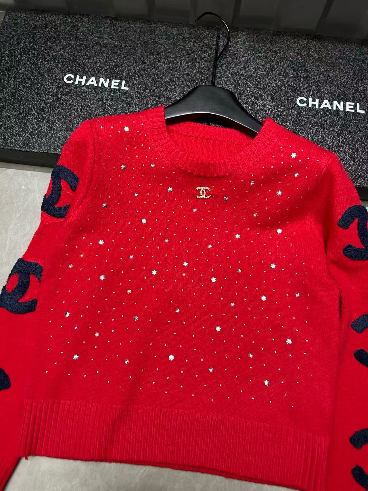 CHANE1 ダブルC ビーズウールセーター【50％割引+送料無料】