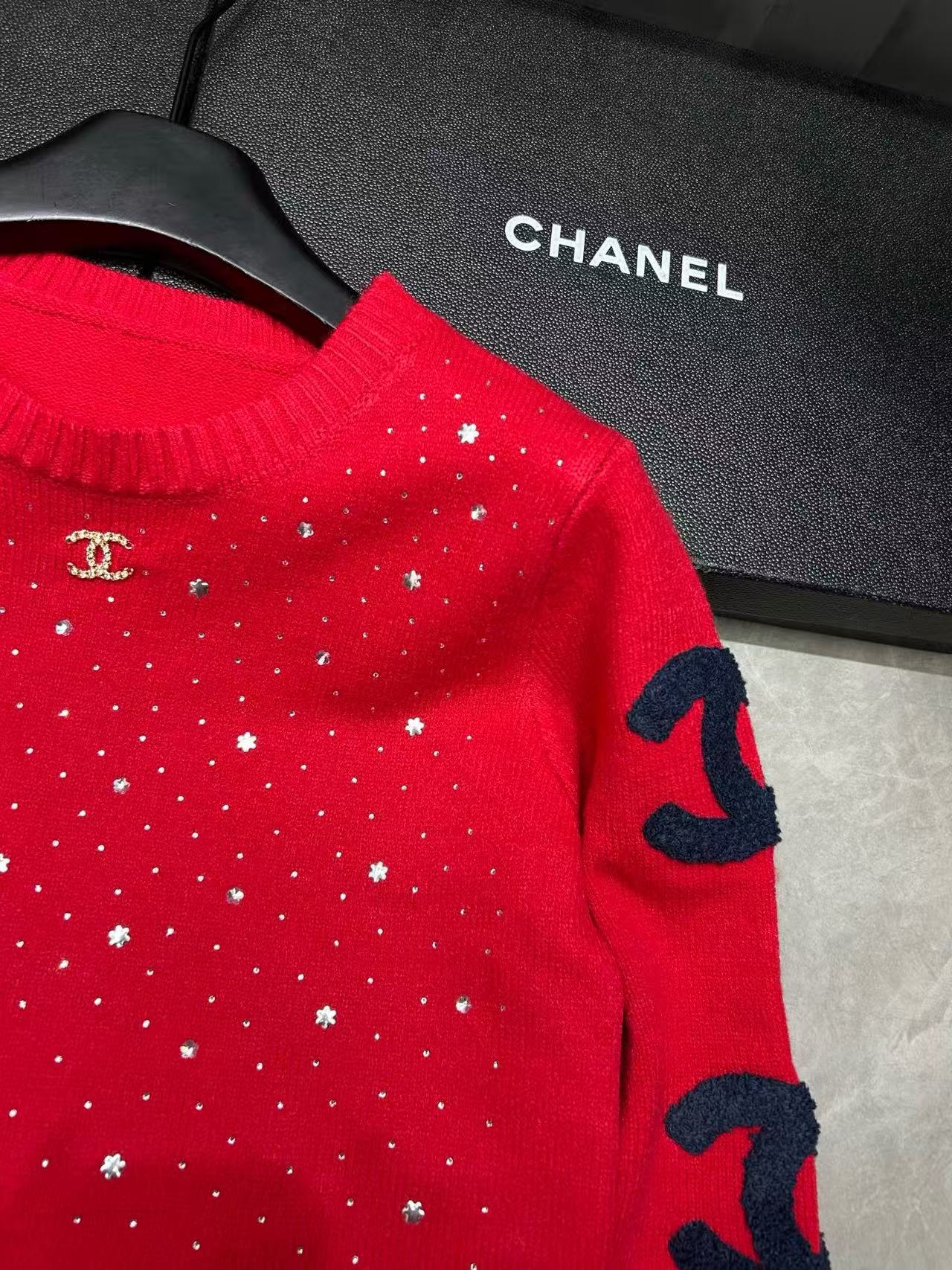 CHANE1 ダブルC ビーズウールセーター【50％割引+送料無料】