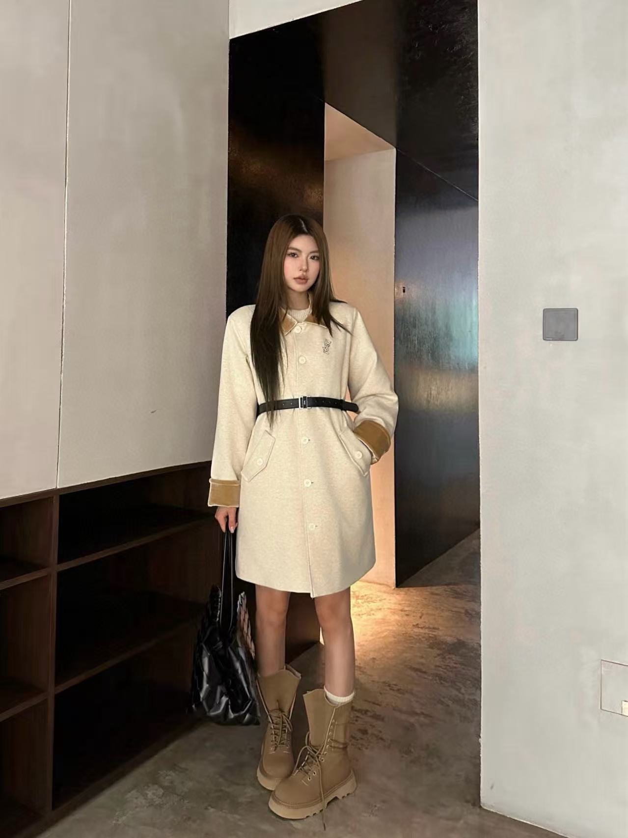 YSL ラペルタイウエストロングコート【50％割引+送料無料】