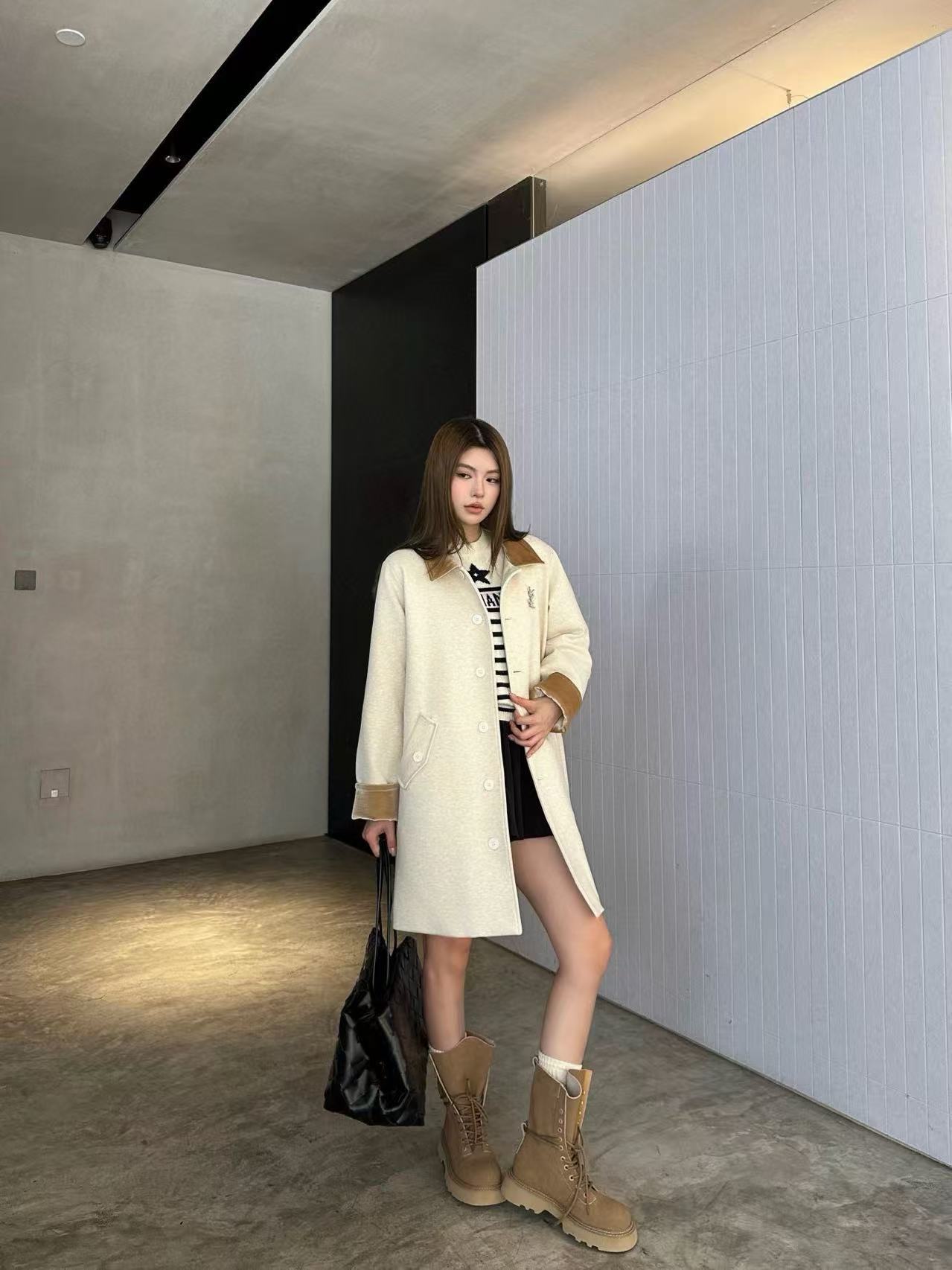 YSL ラペルタイウエストロングコート【50％割引+送料無料】