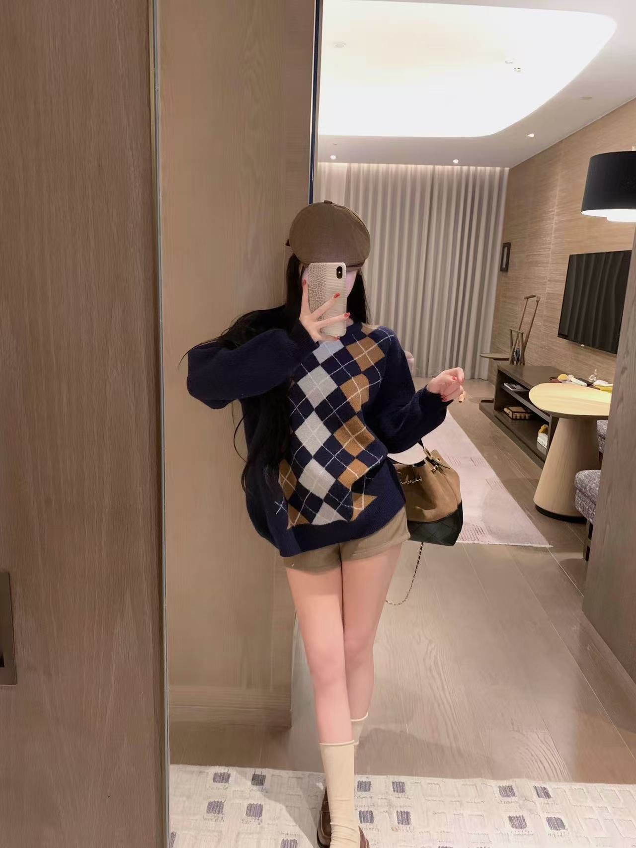 M1UM1U チェック柄セーター【50％割引+送料無料】