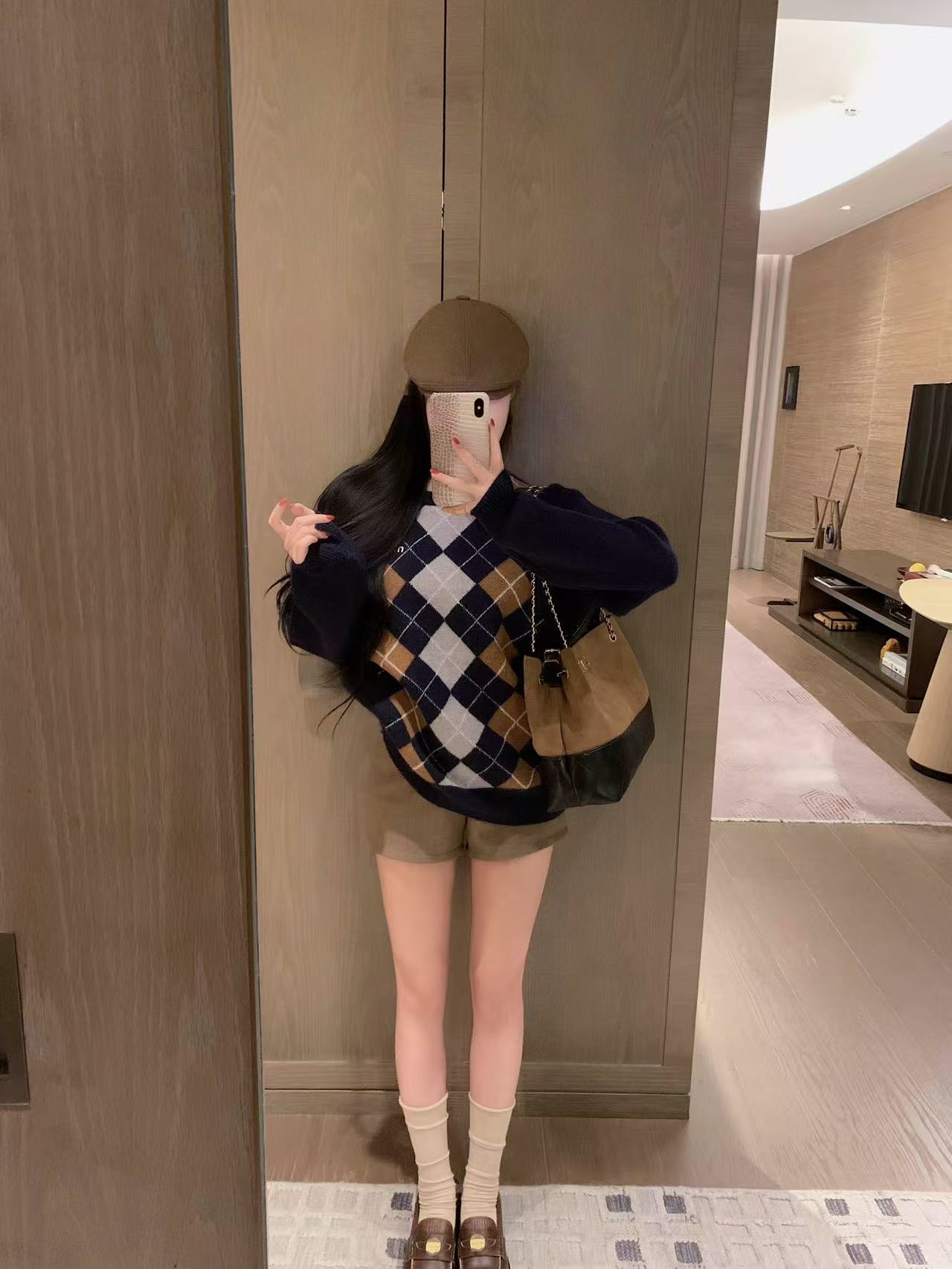 M1UM1U チェック柄セーター【50％割引+送料無料】