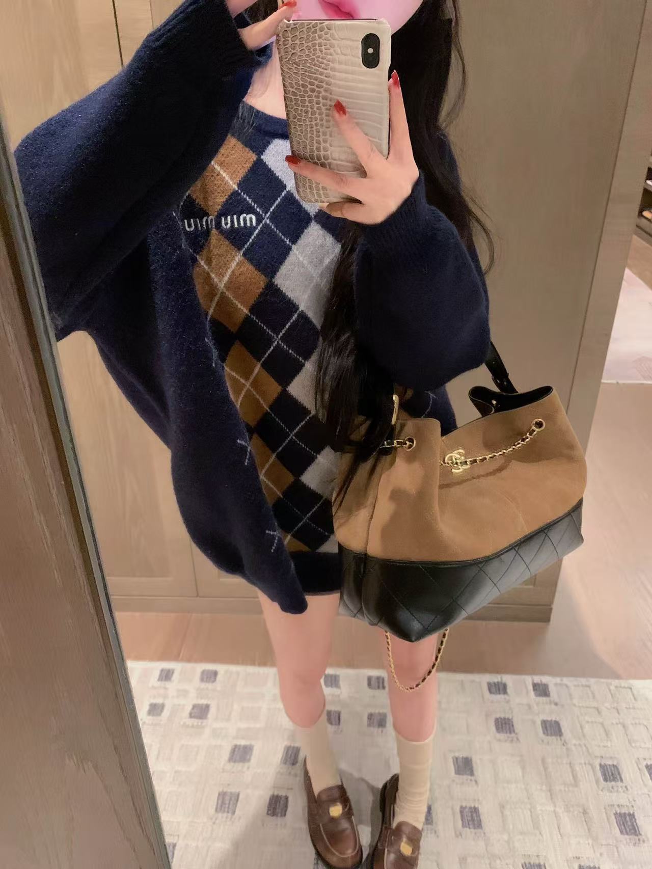 M1UM1U チェック柄セーター【50％割引+送料無料】