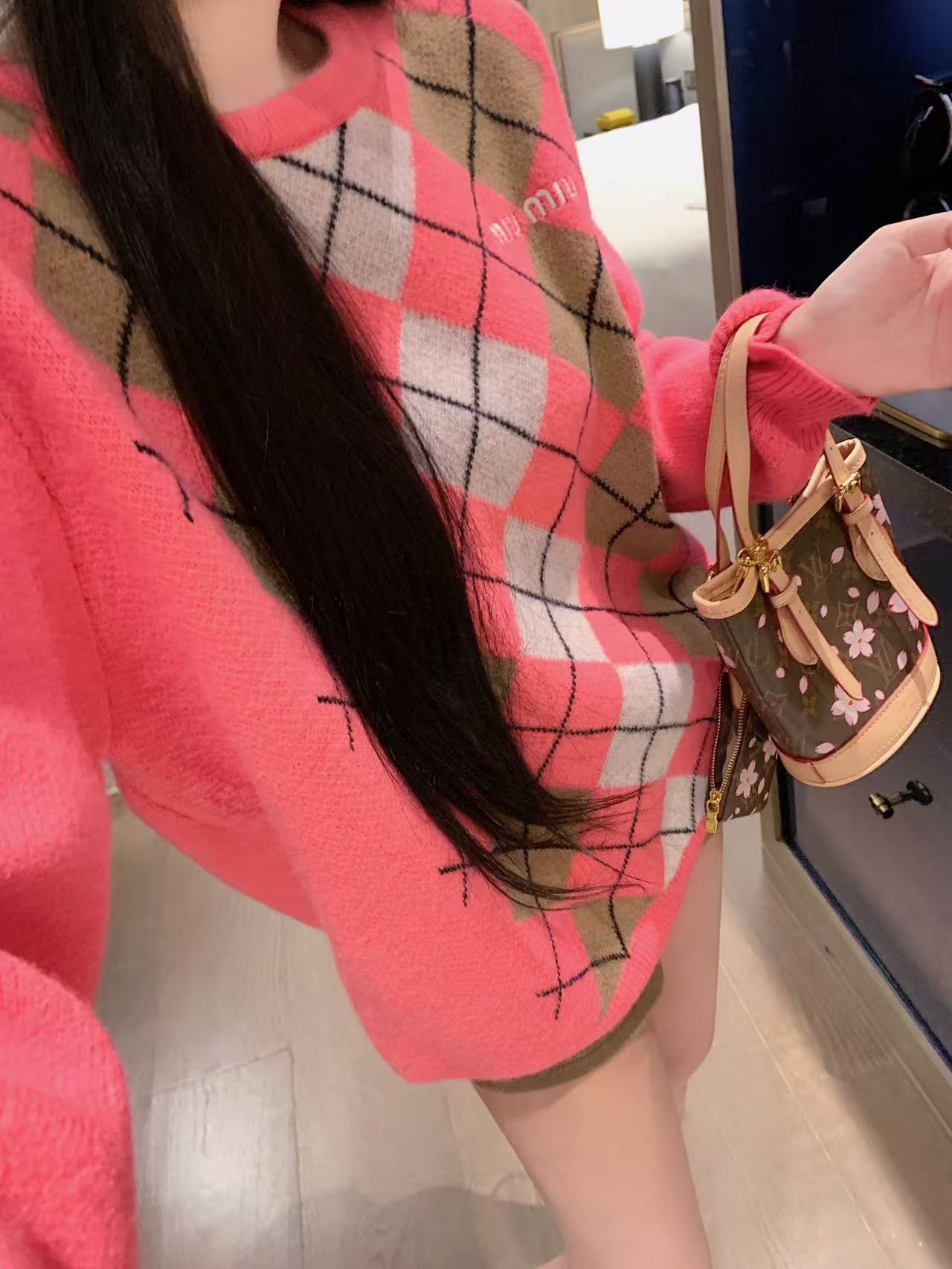 M1UM1U チェック柄セーター【50％割引+送料無料】