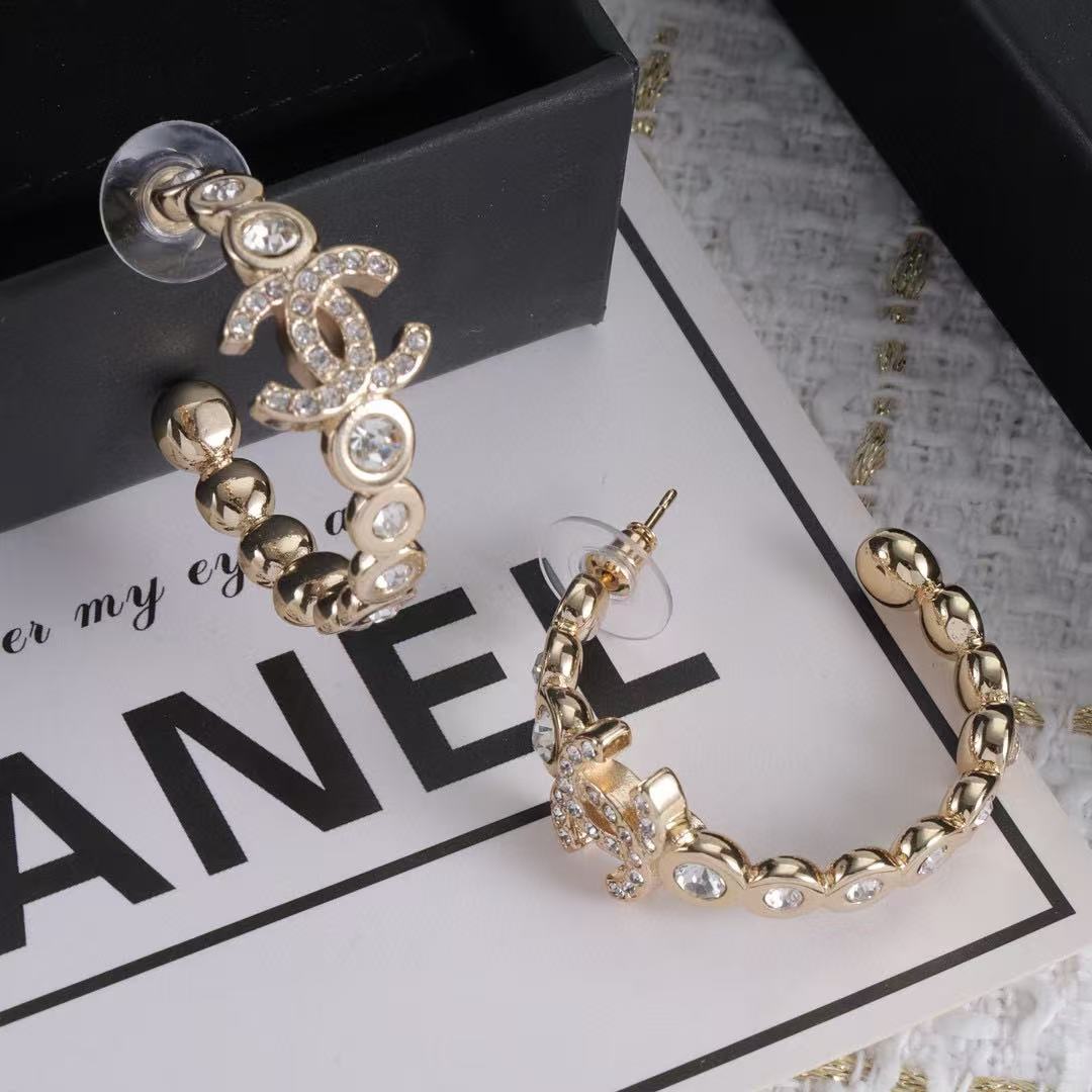 CHANE1 ダブルC ダイヤモンドセットイヤリング【50％割引+送料無料】