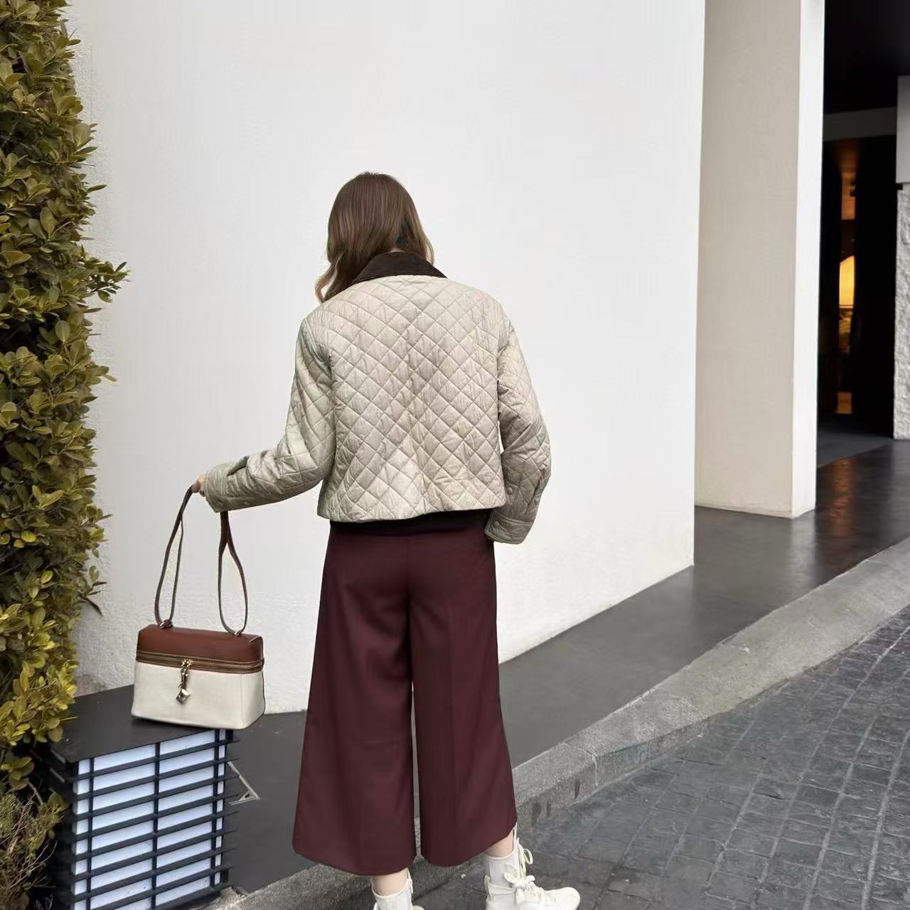 L0WEW チェック柄ラペルコート【50％割引+送料無料】