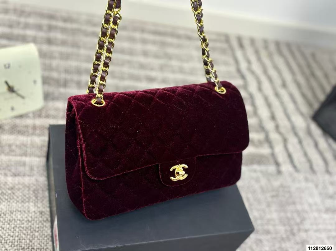 CHANE1 チェーンベルベットショルダー/クロスボディバッグ【50％割引+送料無料】